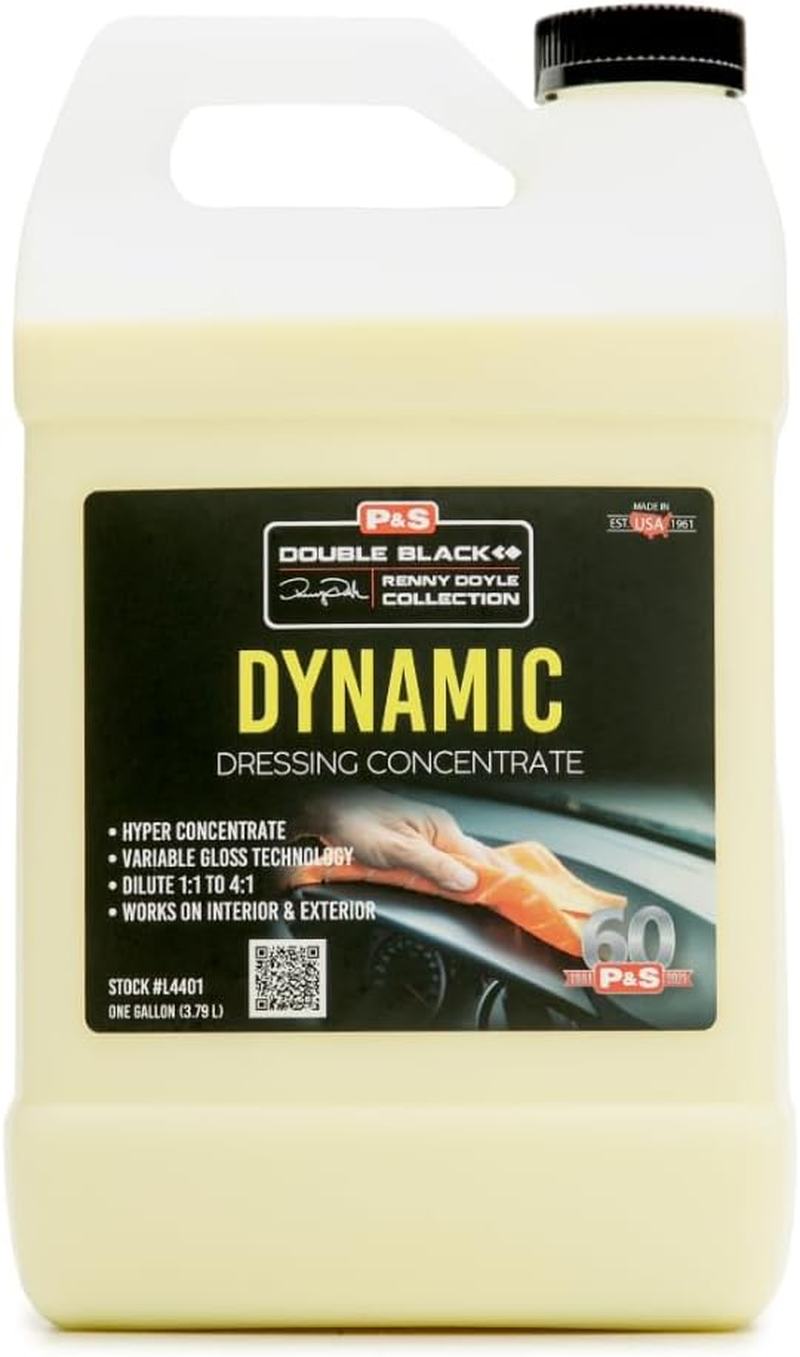 P & S PROFESSIONAL DETAIL PRODUCTS Dynamic Dressing Hyper Concentrate; Perfect for Tires, Exterior/Interior Trim, Engine Compartments; Variable Dilution/Gloss Technology; L4401 (1 Gallon)