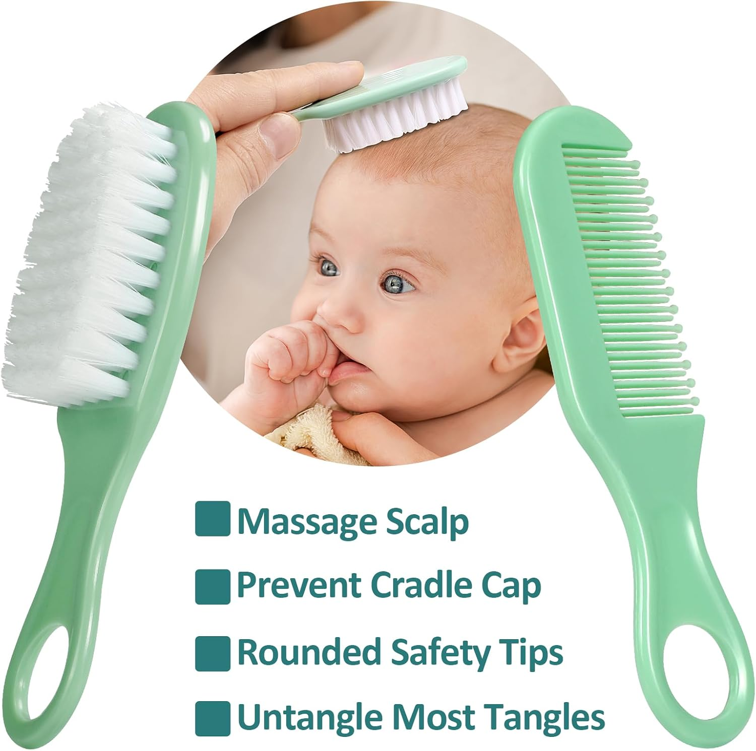 WXA Baby Grooming Kit, Infant Safety Care Set with Hair Brush Comb Nail Clipper Nasal Aspirator,Baby Essentials Kit for Newborn Girls Boys (Green Baby Grooming Kit) - 30 In 1 image number 4