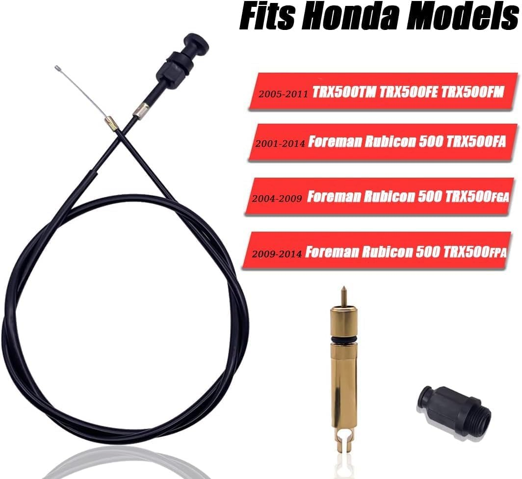 Choke Cable and Starter Valve Plunger Kit Compatible with Honda TRX450 Foreman 450 Es 1998 1999 2000 2001 2002 20032004