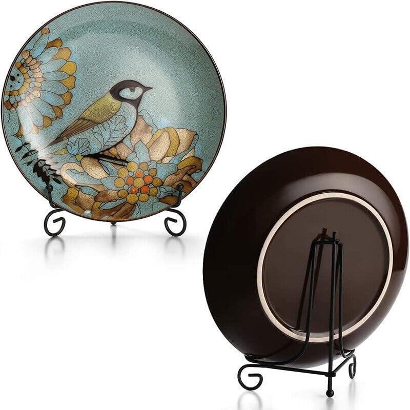 Plate Stands Iron Display Easel Photo Picture Bowl Dish Book Holder Frame Black - Adjustable and Stable, Perfect for Home and Gallery