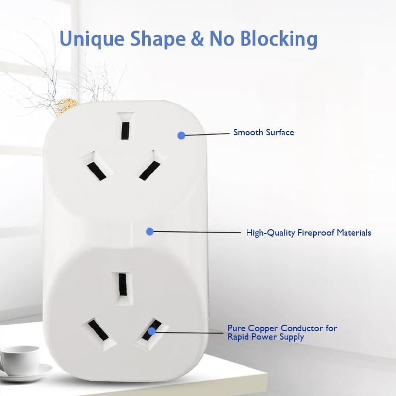 2 Pack Outlet Extender, Double Power Plug, Double Adapter, 1-To-2 Socket Extender, Multi Plug, Cruise Essentials for Home, Hotel, Bedroom image number 3