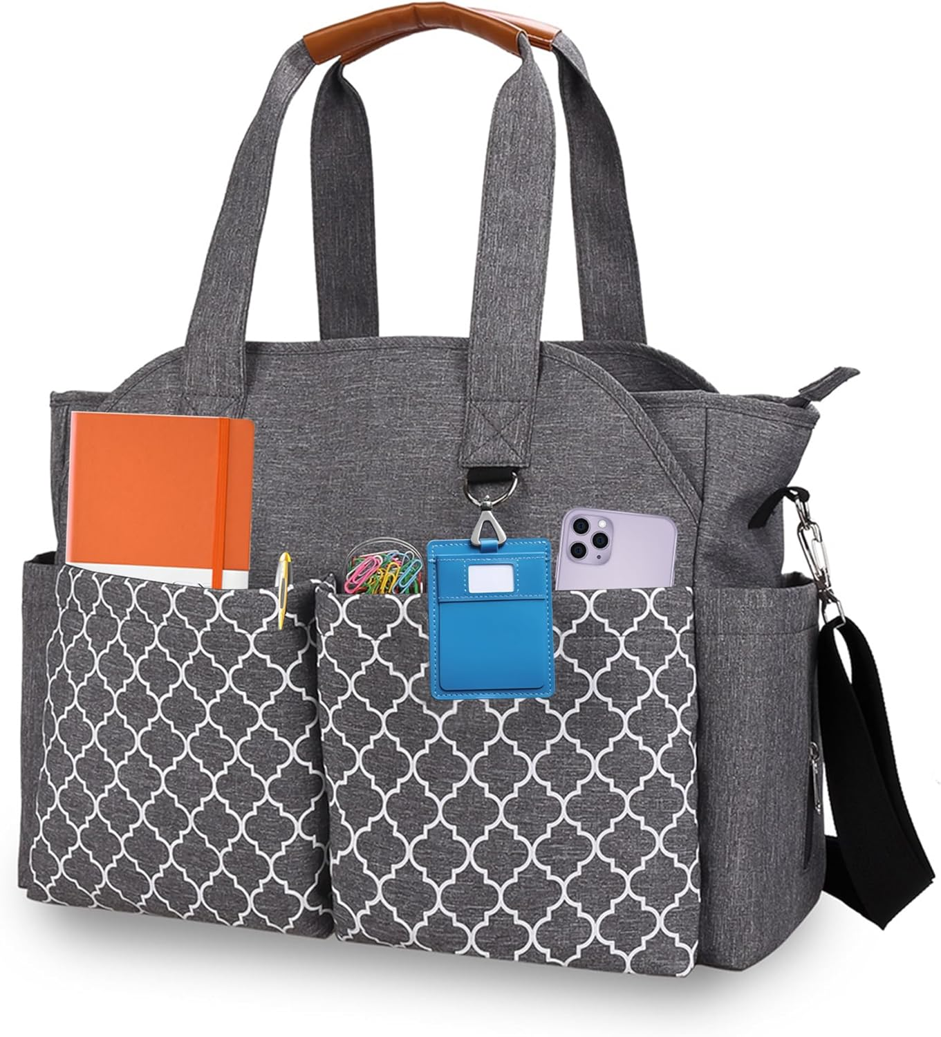 Horsande Women'S Teacher Bag, Work Bag, Women'S Office, Teacher Bag Large with Laptop Compartment, School Bag for Teacher, Work Bag for School, Black