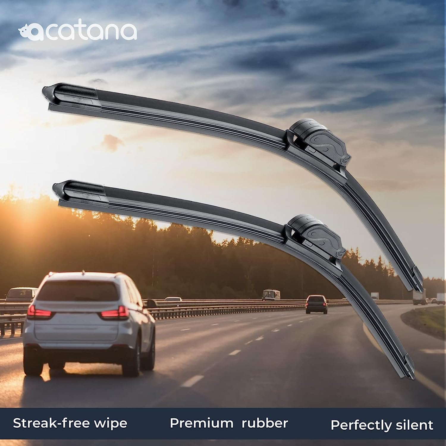 Acatana Wiper Blades Suitable for Honda Jazz GE GF 2008-2020 Pair of 26" + 14" Front Windscreen Windshield Frameless Replacement
