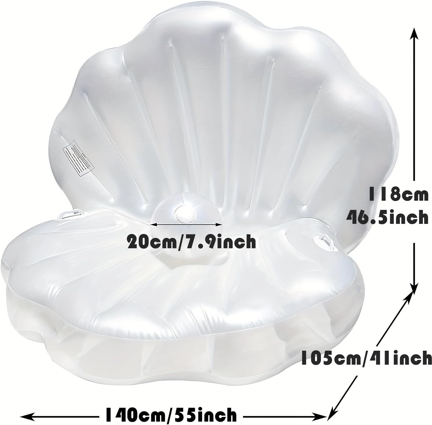 Inflatable Seashell Pool Float, Blow up Giant Clam Floatie with Pearl Ball, Shell Pool Floating Ride on Raft Chair for Swimming Pool Summer Beach Party for Adults（140Cm X 105Cm X 118Cm）
