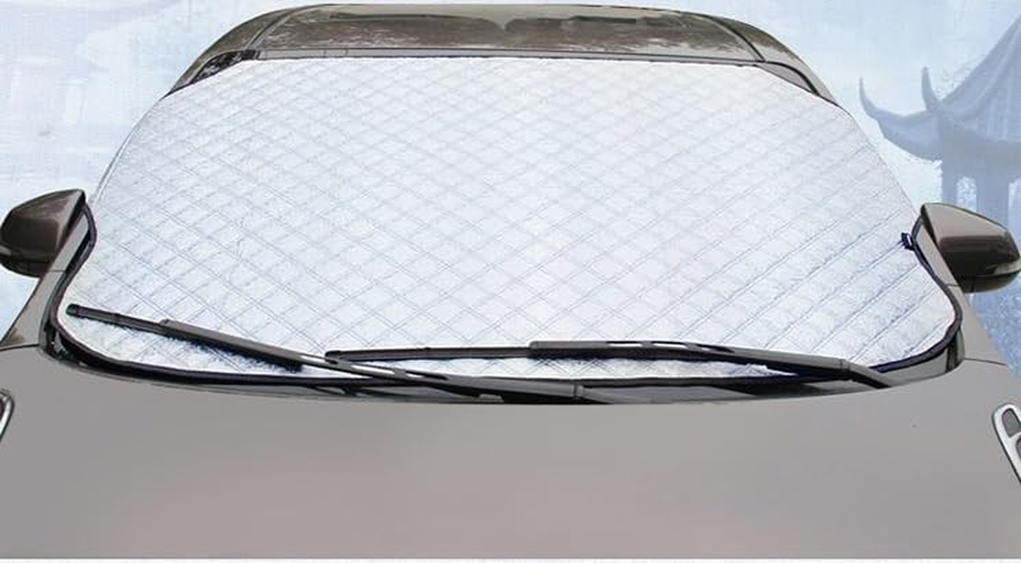 Universal Snow Cover with Tuck-In Flaps, Car Sun Shade with Aluminium Foil Lamination, Waterproof Windscreen Cover Compatible with Most Car, SUV, Truck (Style 1, 145Cm*100Cm) image number 3