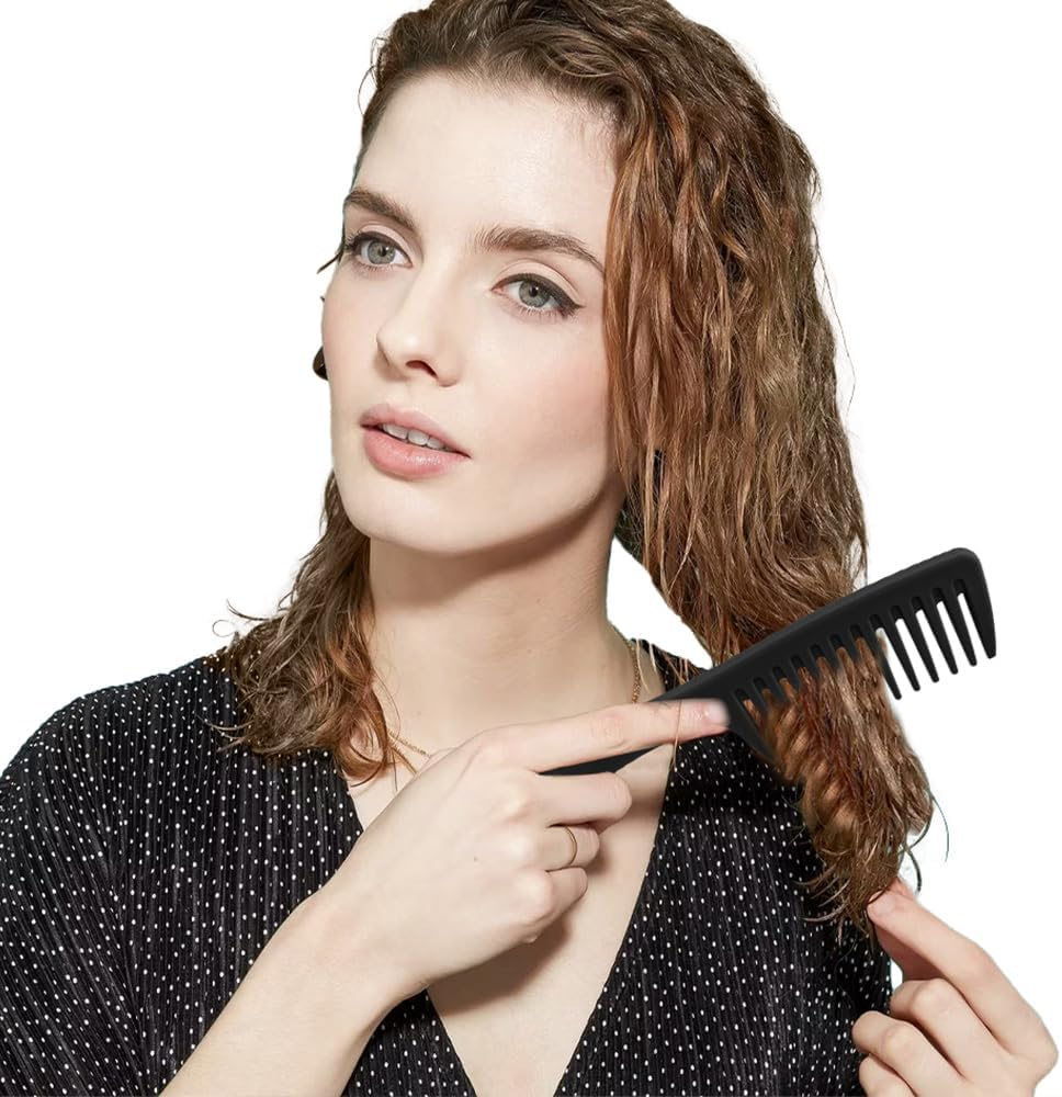 Wide Tooth Comb for Curly, Detangling, and Wet Hair - Large Black Comb for Women image number 6