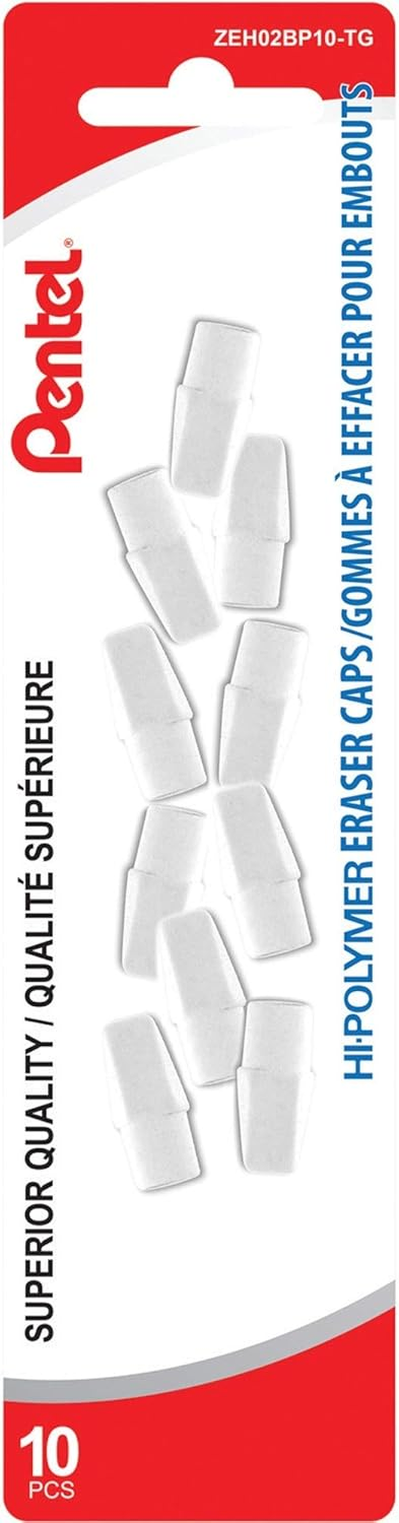 Pentel Hi-Polymer White Cap Erasers 10 Pack ZEH02BP10 image number 3
