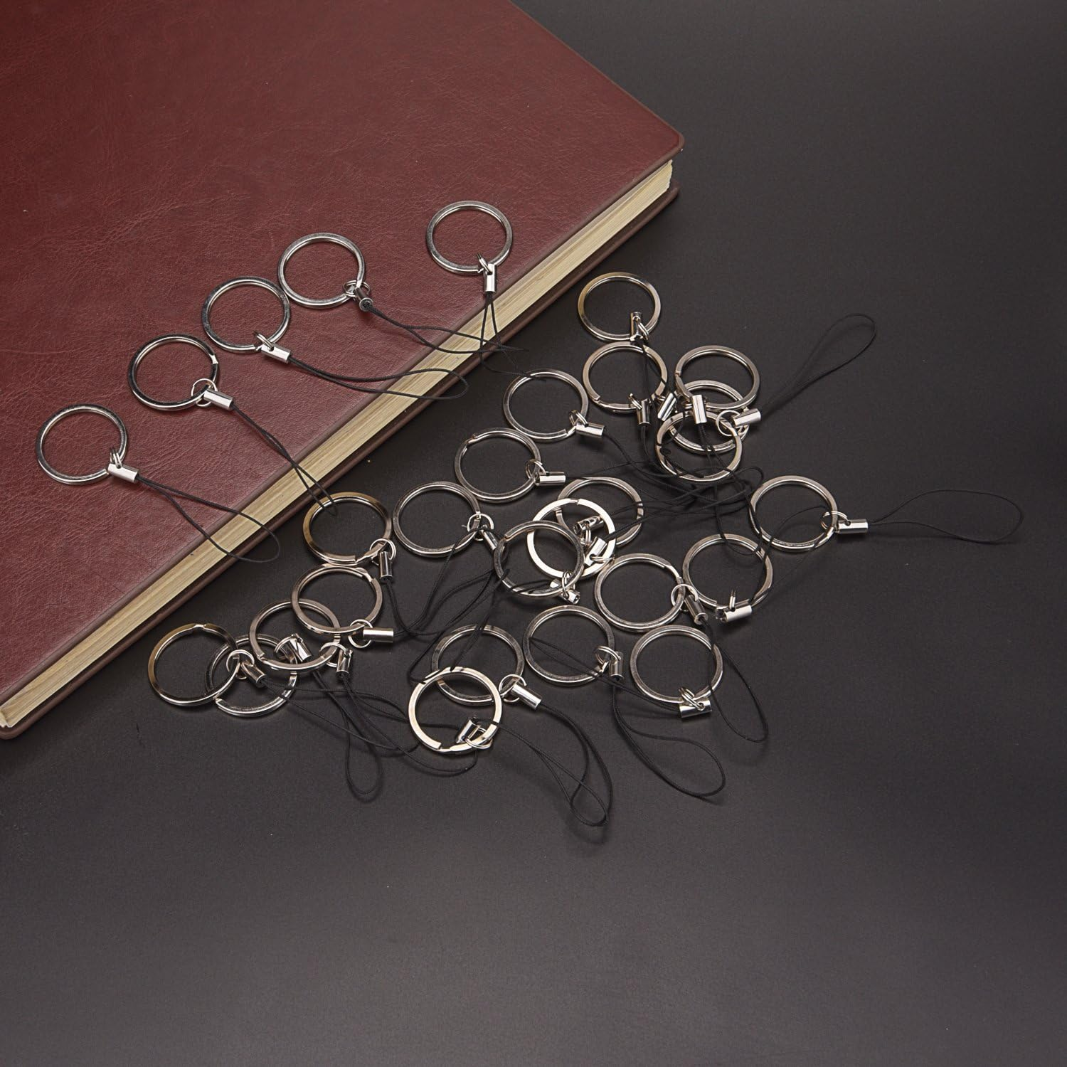 Sunmns Split Key Chain Rings with Nylon Lanyards Cord for USB Flash Drive, MP3, MP4, Key Finder and ID Card Badge, 30 Pack image number 3