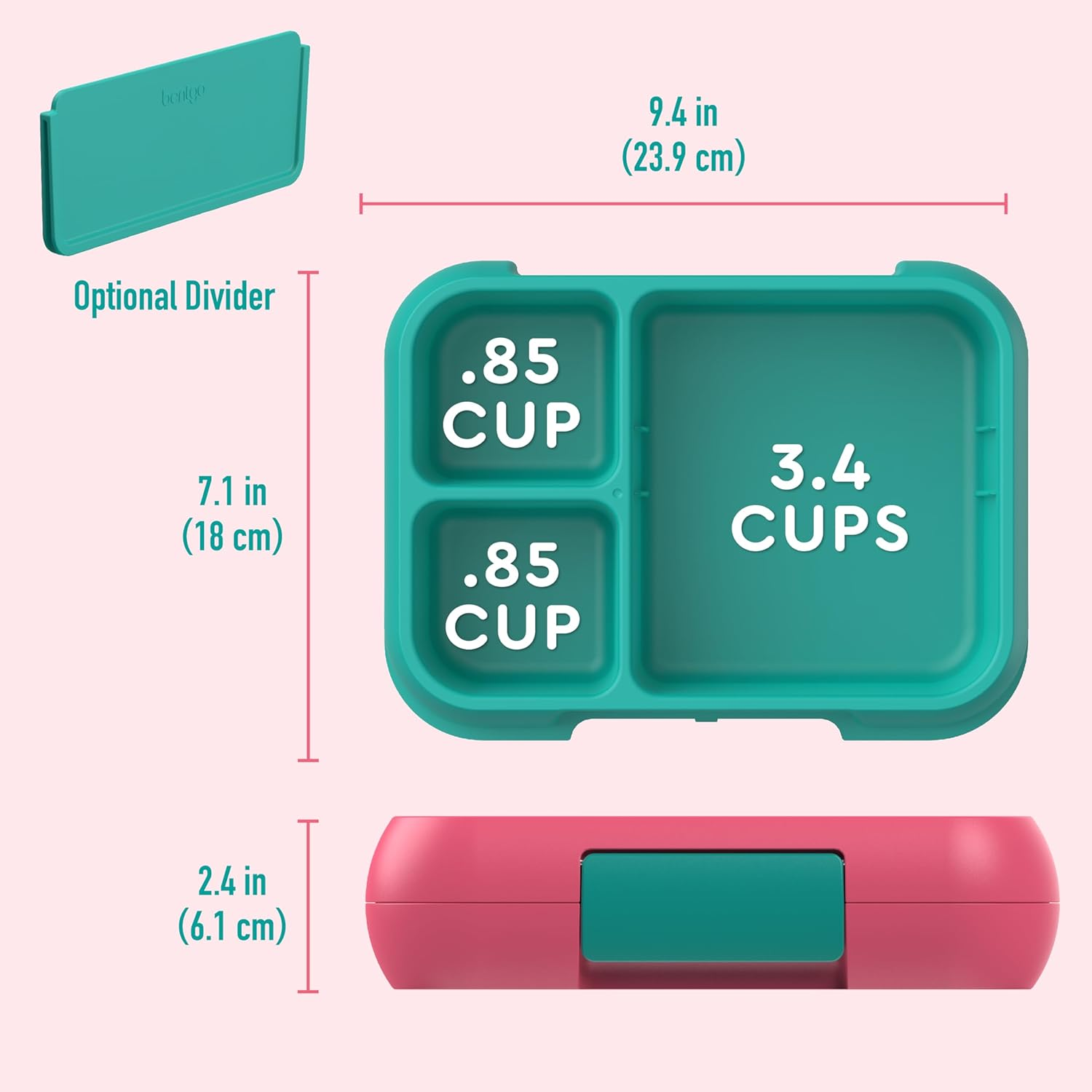 Bentgo Pop Lunch Box - Bright Coral/Teal image number 3