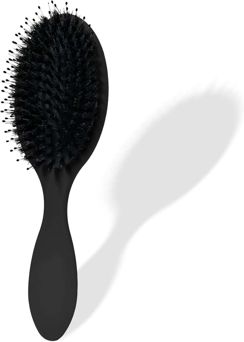 INSPUTOL Boar Bristle Hair Brush - Natural Bristle Paddle Brush for Women, Portable Detangling Comb for Smooth Styling (Black) image number 4