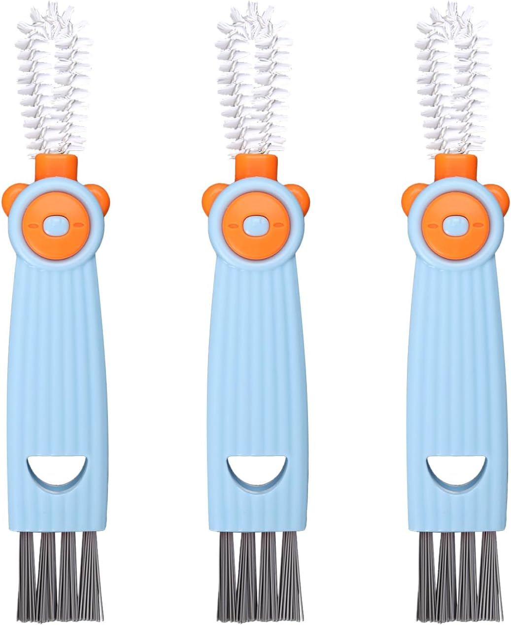 3Pcs 3-In-1 Cup Lid Cleaning Brush, 3-In-1 Multifunctional Cleaning Brush New Bottle Crevice Cleaning Brush Portable Cup Lid Gap Cleaning Brush for Home Kitchen (Green)
