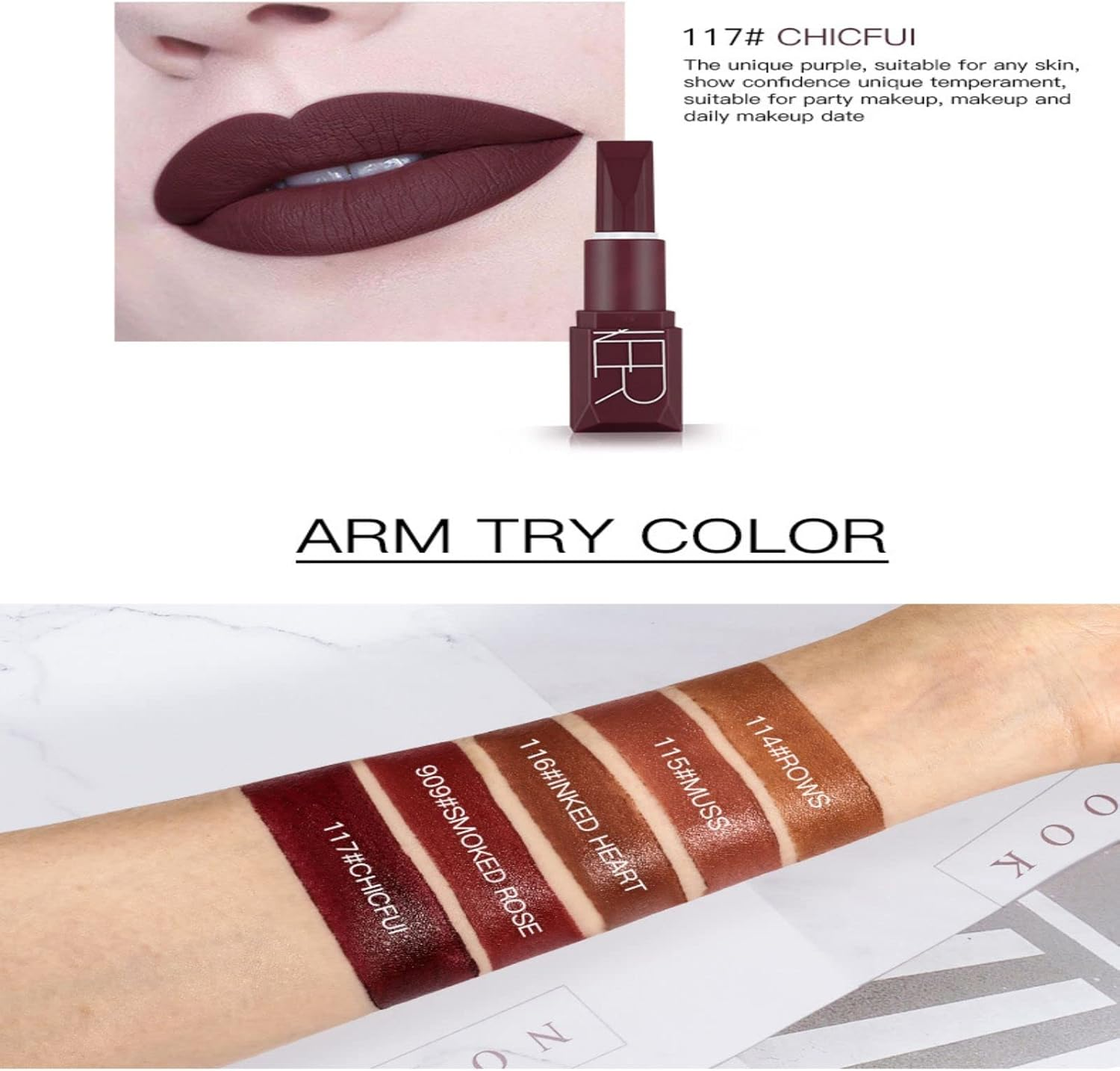 Enmart 5 Colors Matte Lipstick Set - Nude Velvet Moisturizing Lipstick for Women, Long Lasting & Transfer-Proof, Non-Drying, Gift Set (Birthday/Valentine) image number 1