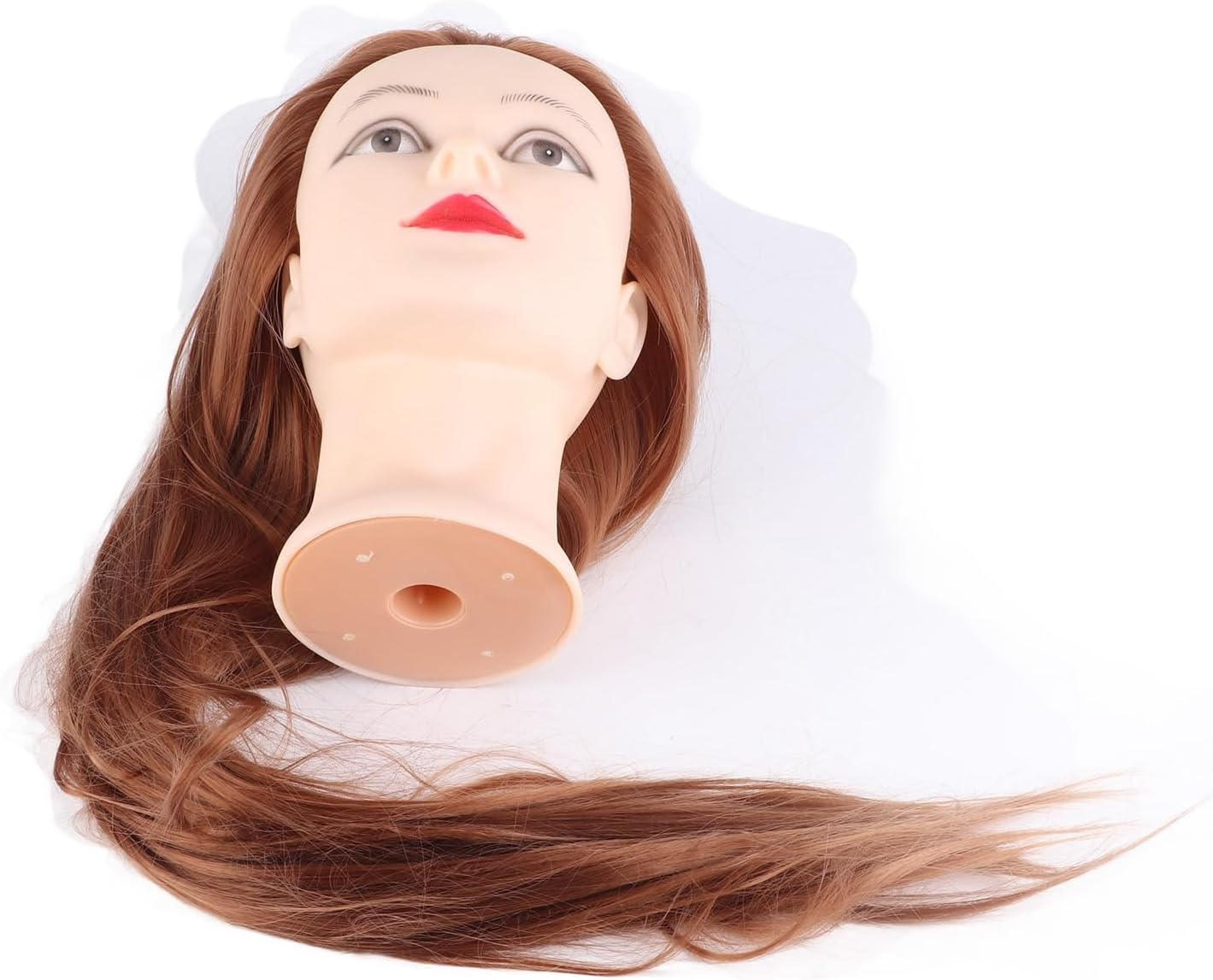 Jiawu Professional Cosmetology Training Mannequin Head with Golden Brown Synthetic Hair for Hair Styling, Cutting, Coloring Practice - Salon Styling Head Model for Hairstydress & Barber Students image number 4