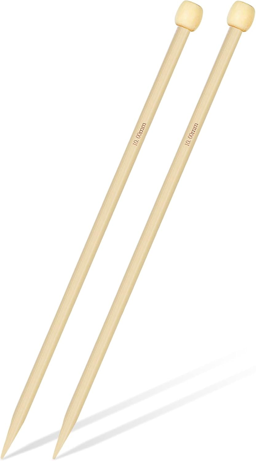 Aeelike 15Mm Knitting Needles, Thick Bamboo Knitting Needles 35Cm Long, Chunky Wooden Knitting Needles for Arthritic Hands, Large Knitting Needles 15Mm for Chunky Blanket Knitting