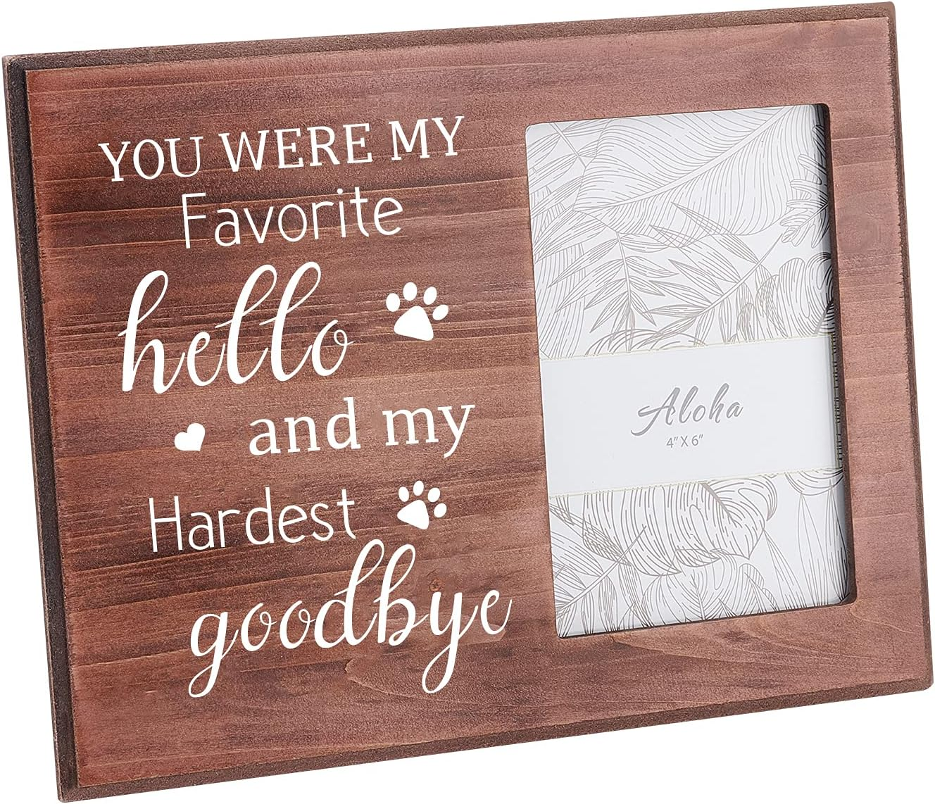FINGERINSPIRE 15X10Cm Picture Frame Pet Memorial Picture Frame with Paw Prints Saddle Brown Wood Photo Frame Rectangle Frame with You Were My Favorite Hello and My Hardest Goodbye Words image number 3