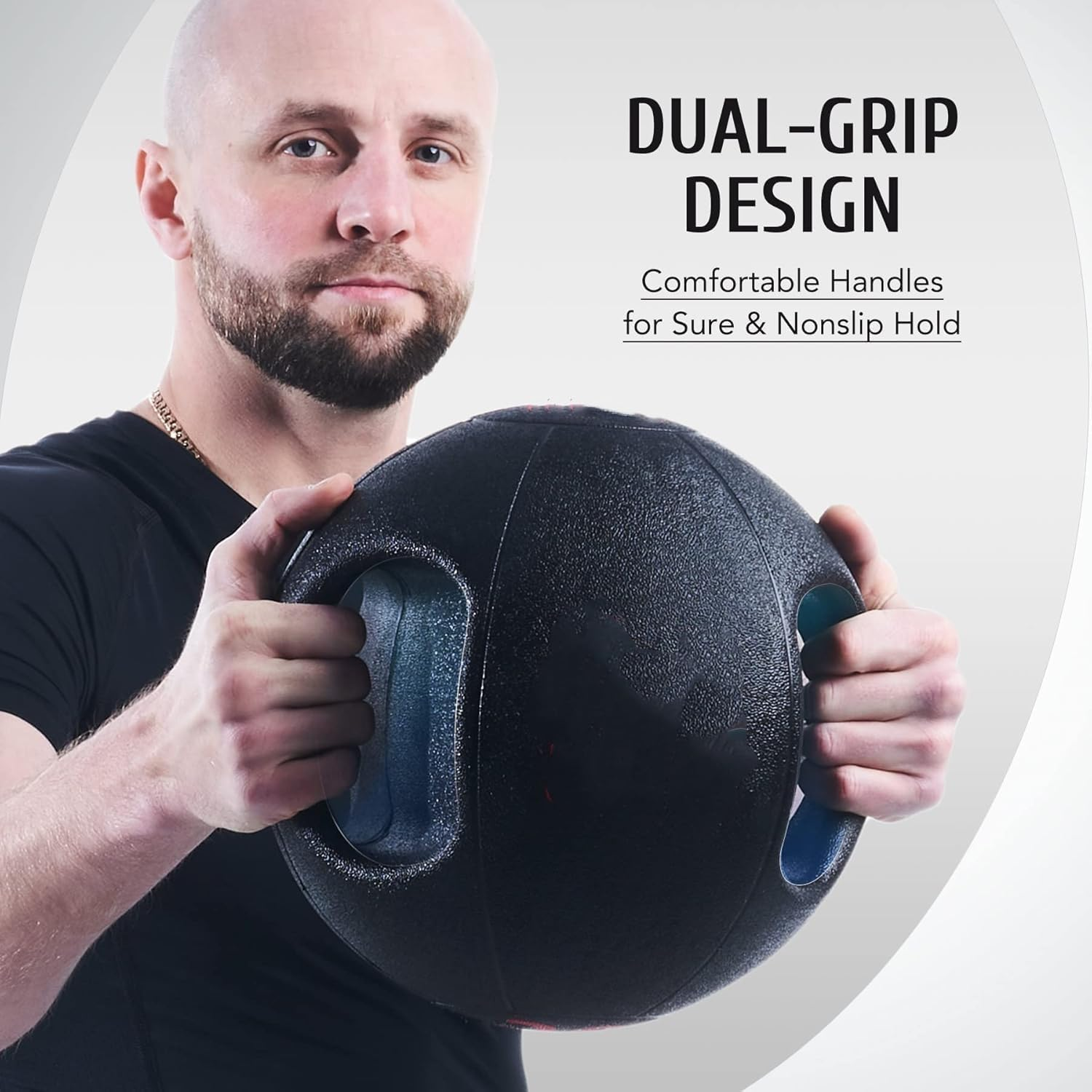 Dual Grip Medicine Exercise Ball Set Commercial Weighted Rubber Med Balls Double Comfort Handles Medball Core Training Ball by Fitness and Sport image number 4