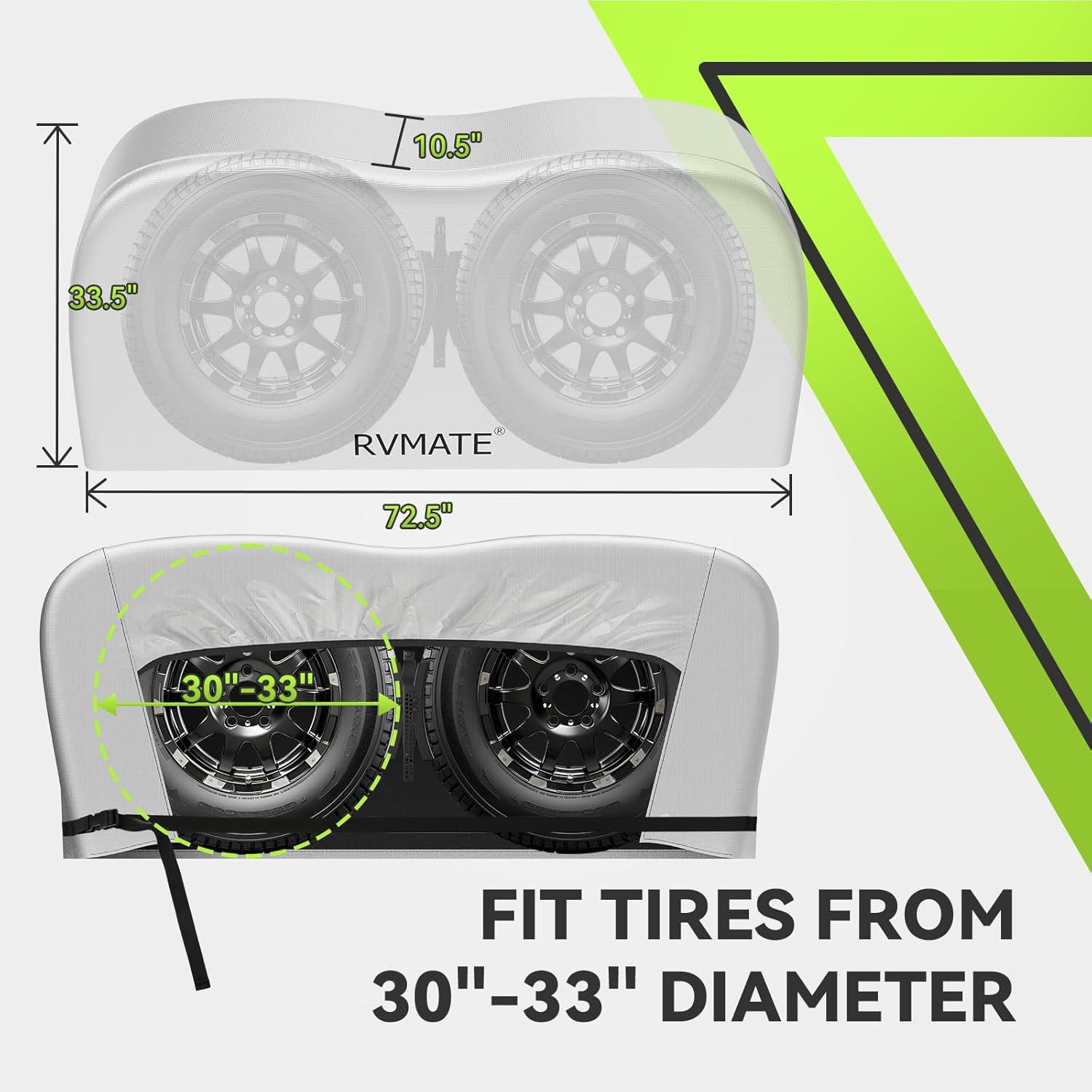 RVMATE RV Tire Covers, Dual Axle Wheel Cover (2 Pack) Fits 30"-33" Diameter Tires, Waterproof Anti-Uv 420D Oxford Silver Dual Tire Covers RV Accessories for Rv/Truck/Trailer image number 4