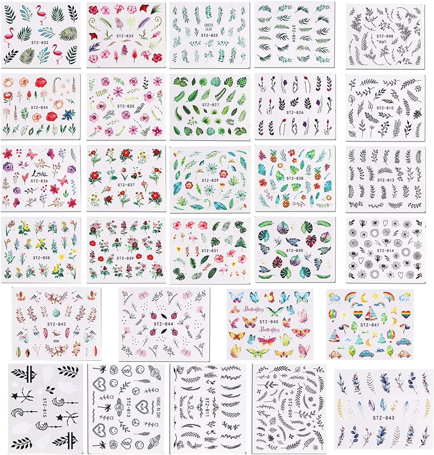 TAVVKE Nail Art Stickers - 29 Sheets of Self-Adhesive Summer Nail Decals Featuring Flamingos, Leaves, Cacti, Fruits Patterns for Women, Girls, Kids, Manicure DIY, and Crafts