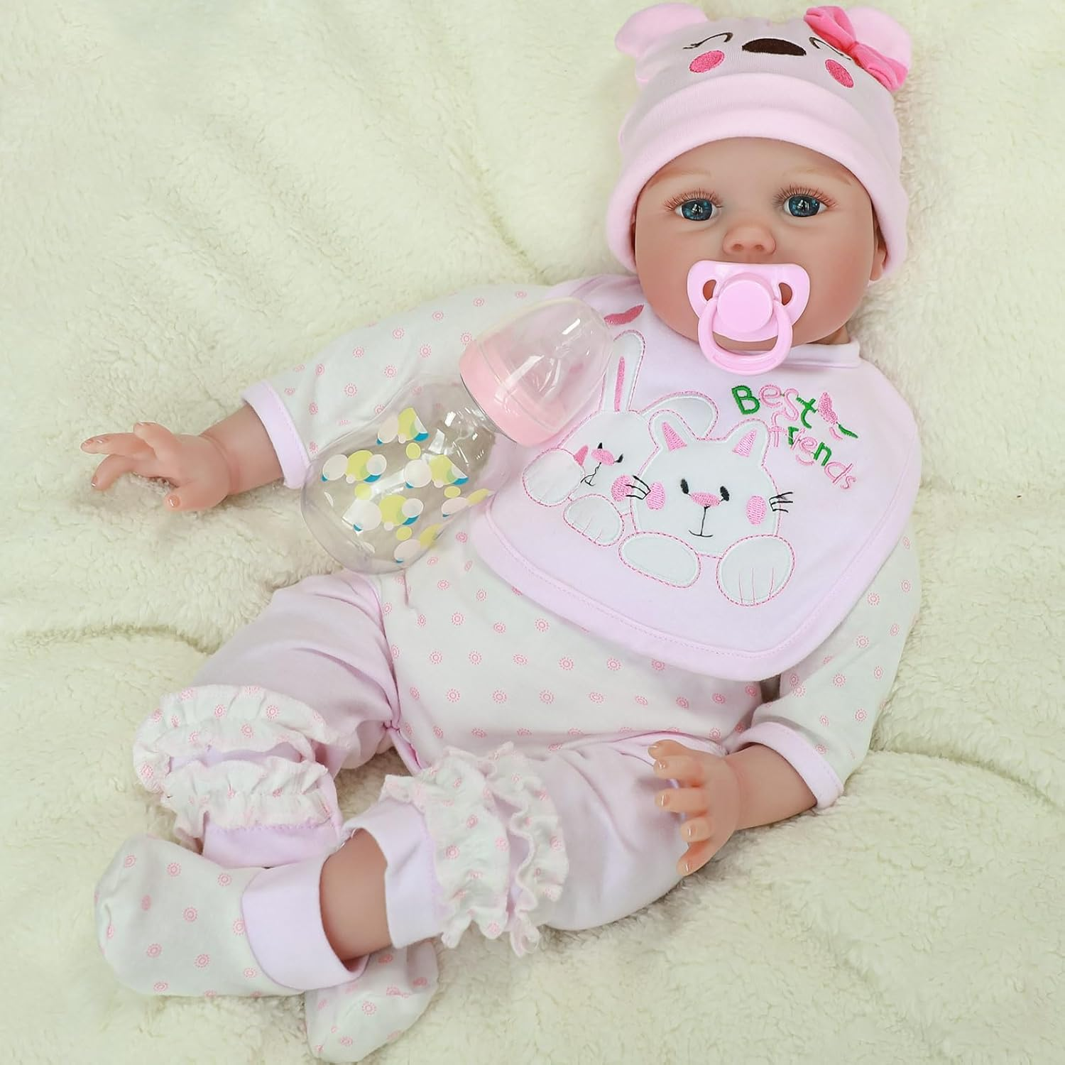Reborn Baby Doll Girl, 22 Inch Soft Weighted Body, Cute Lifelike Handmade Silicone Doll - Olivia image number 7
