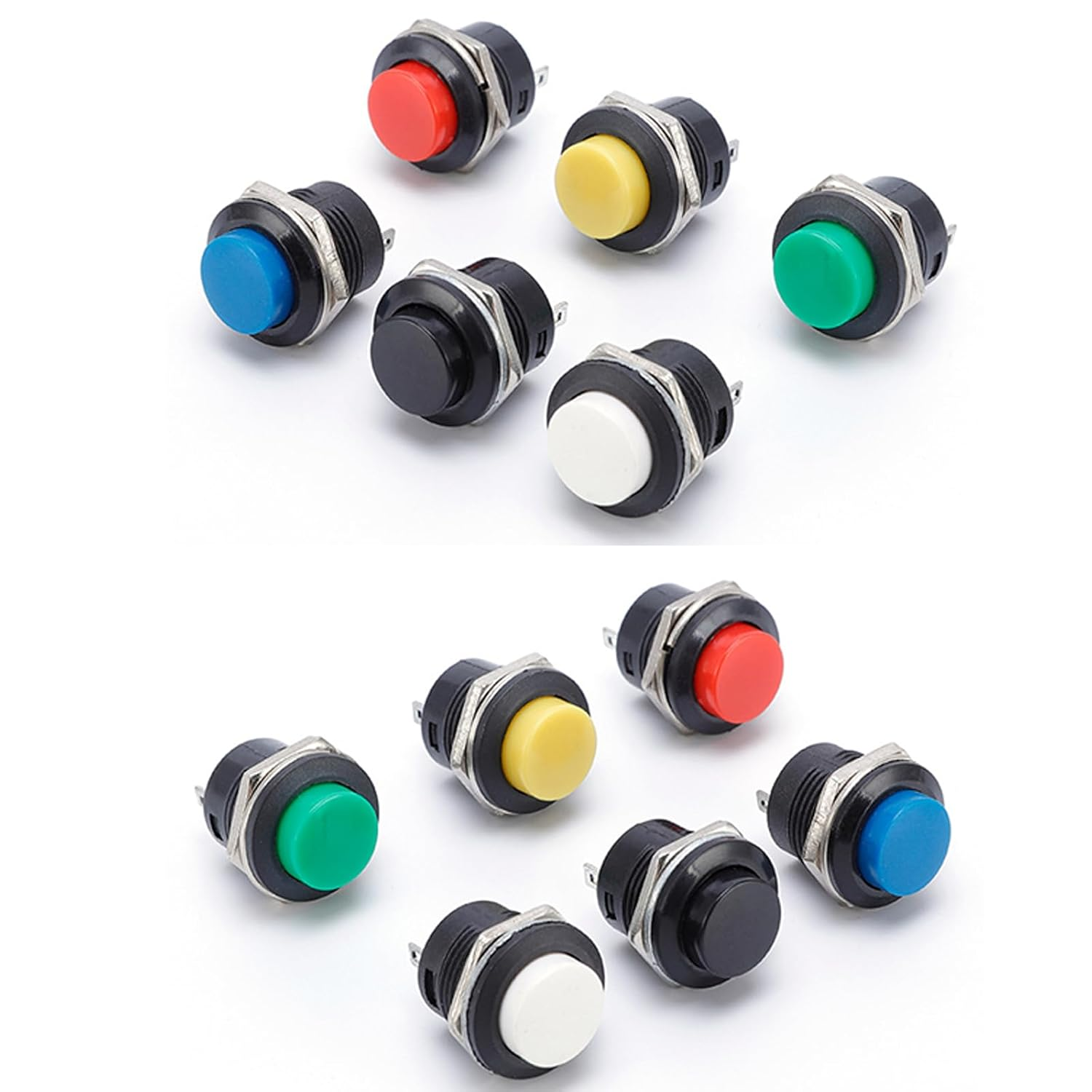 Yeanifeana 12 Pcs 13Mm round Waterproof Momentary Switch, Self-Resetting Mini Push Button for Car Horn, PC, Table Lamp, Doorbell & Electronics image number 5