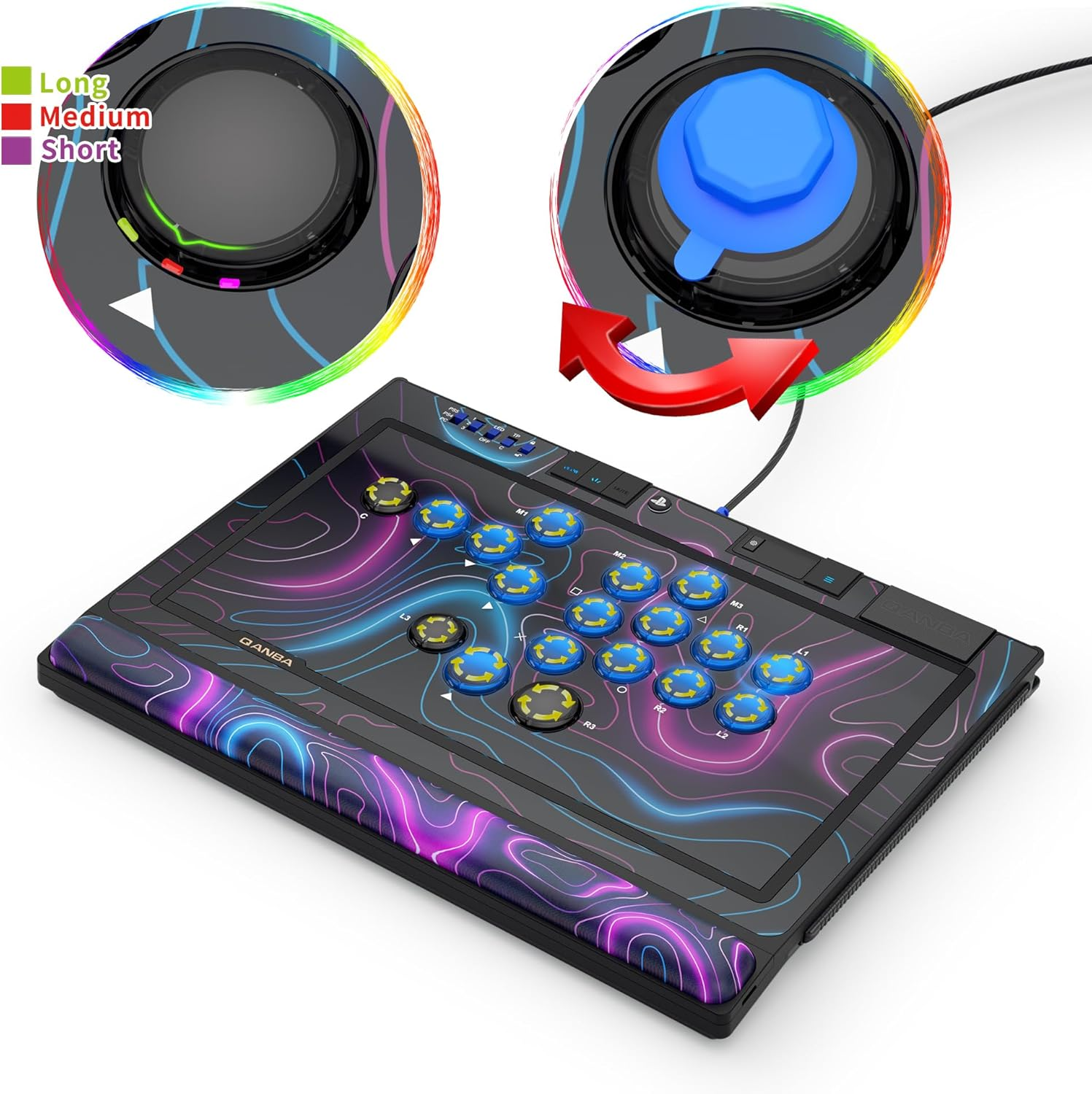 Qanba Sapphire S1 Leverless Arcade Controller Joystick for Playstation 5 and Playstation 4 and PC (Fighting Stick) Officially Licensed Sony Product image number 6