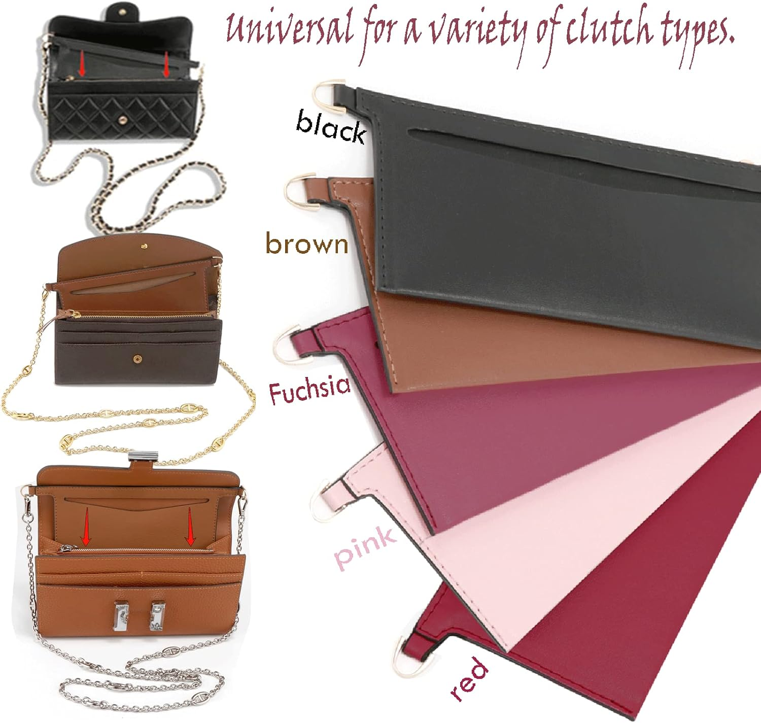 Lckaey Purse Kit Sarah Bag, Detachable Bag Inserted into Organizer Emily Wallet Diagonal Shoulder Bag - Fuchsia image number 6