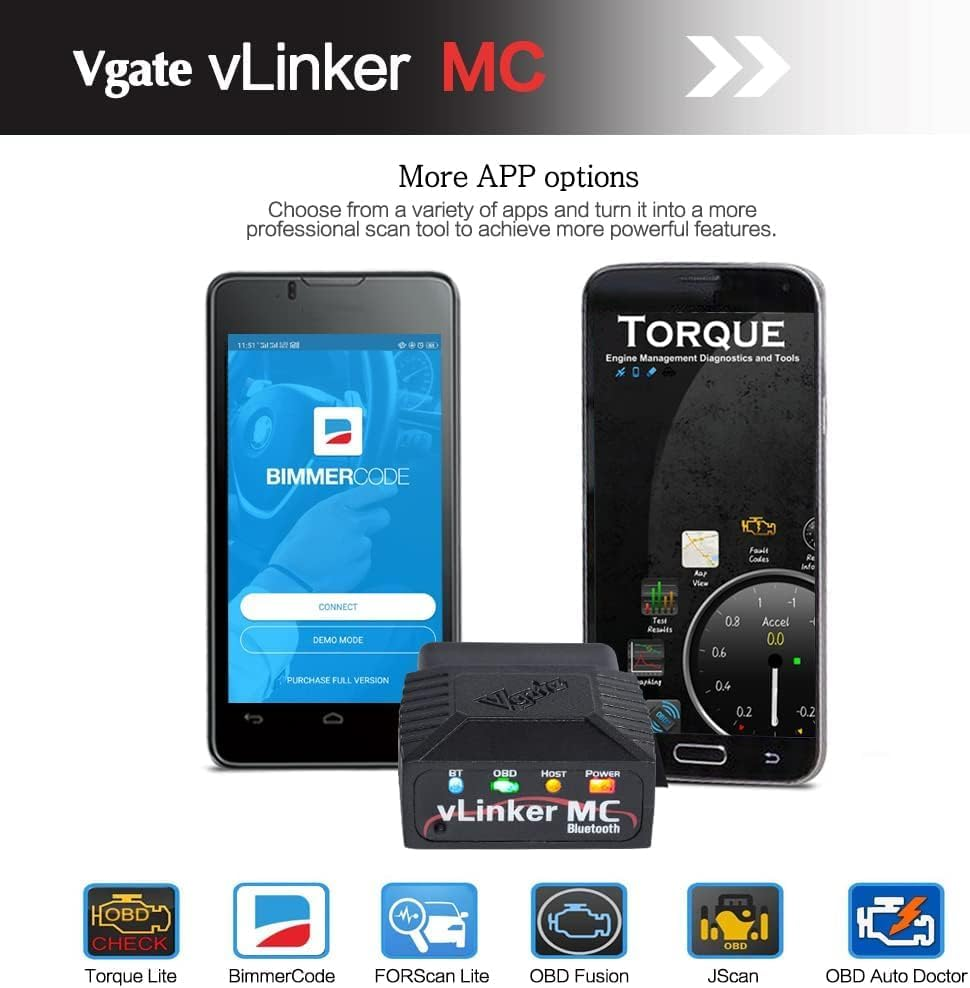 TONWON Vlinker MC OBDII Bluetooth OBD2 Diagnostic Scanner for Android & Windows (Bluetooth 3.0)