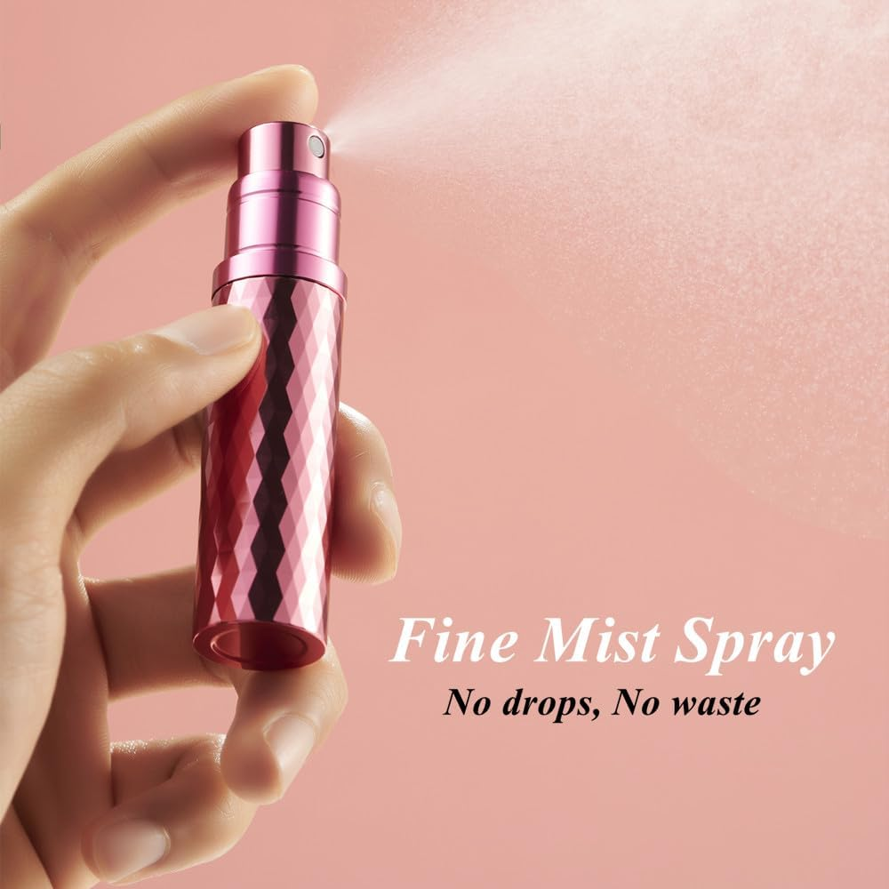 Aurdox Perfume Atomiser, Refillable & Travel Size Perfume Bottle with Bottom Pump, Leaking Proof, Luxurious Diamond Design, Mini Small Spray Bottles for Women and Men, 5Ml (Black) image number 5