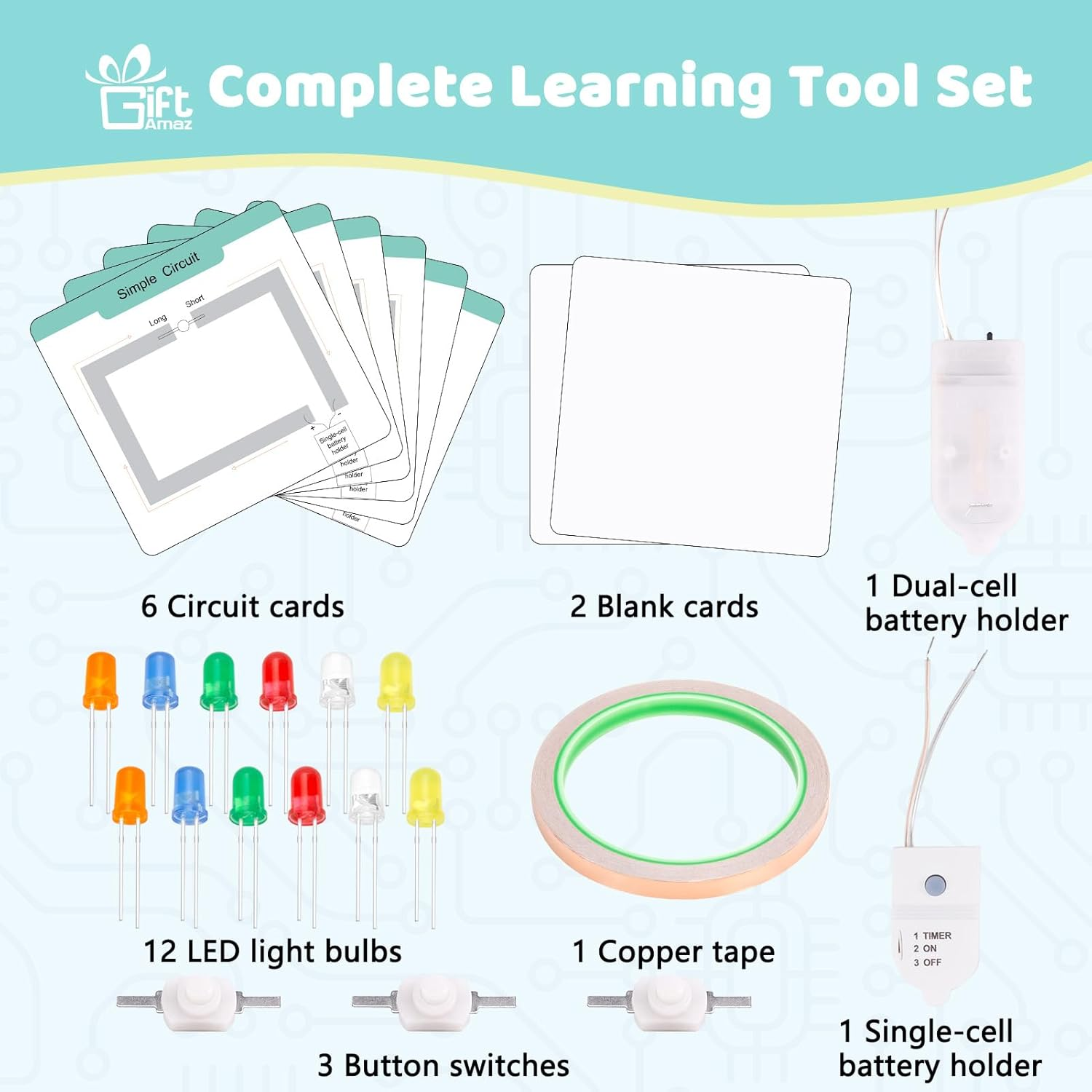 Giftamaz Paper Circuits Kit for Kids, STEM Electric Circuit Kit, Child-Friendly Paper Circuit Board, Led Light Diodes, Copper Foil Tape, Educational STEM Toys Science Experiments Kit for Kids 8-12 image number 5