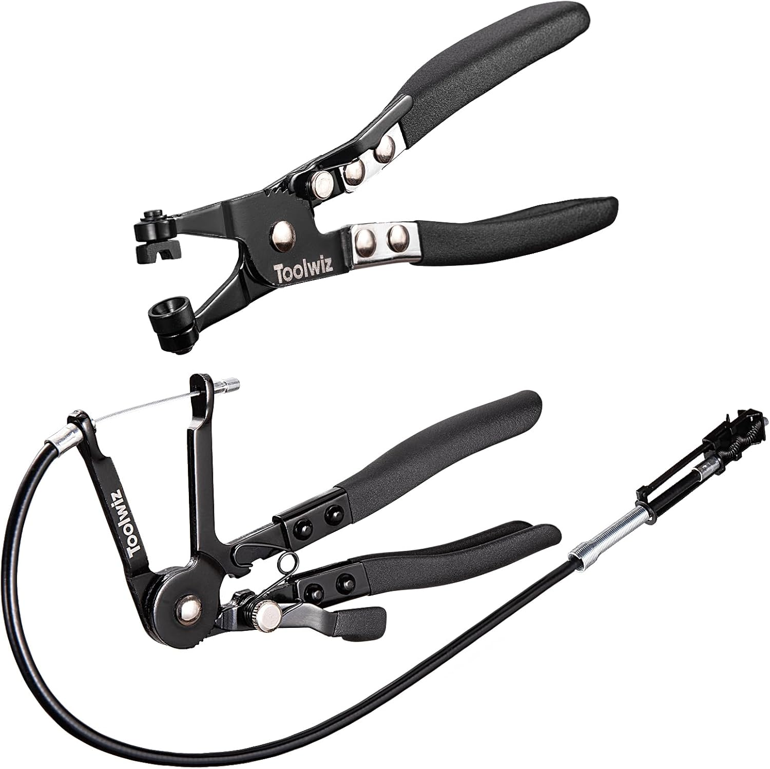 Toolwiz Hose Clamp Pliers, Spring Coolant Radiator Hose Clamp Pliers Set, Includes Flat-Band and 27" Flexible Long Reach Wire Spring Automotive Tools image number 6