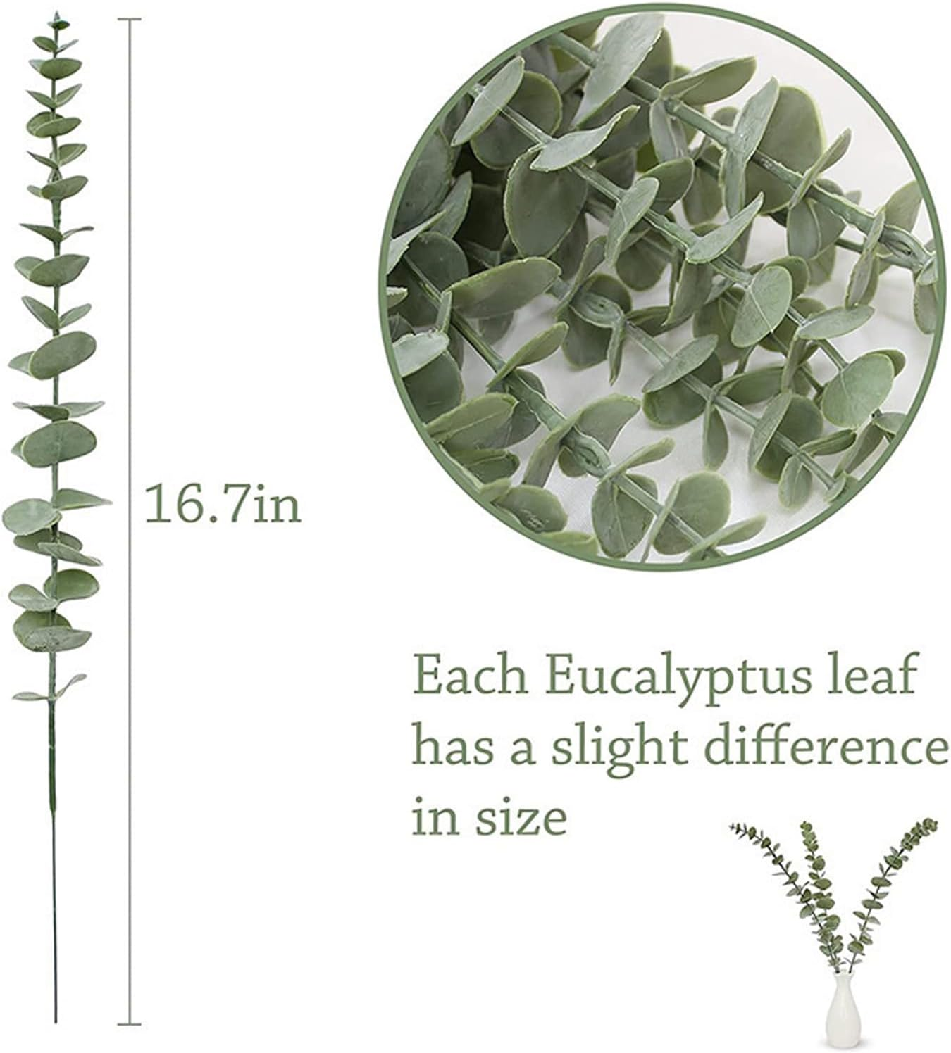 18Pcs Artificial Eucalyptus Stems - Artificial Greenery for Wedding Centerpieces, Home Decor, Christmas Bouquets & Office Floral Arrangements image number 3