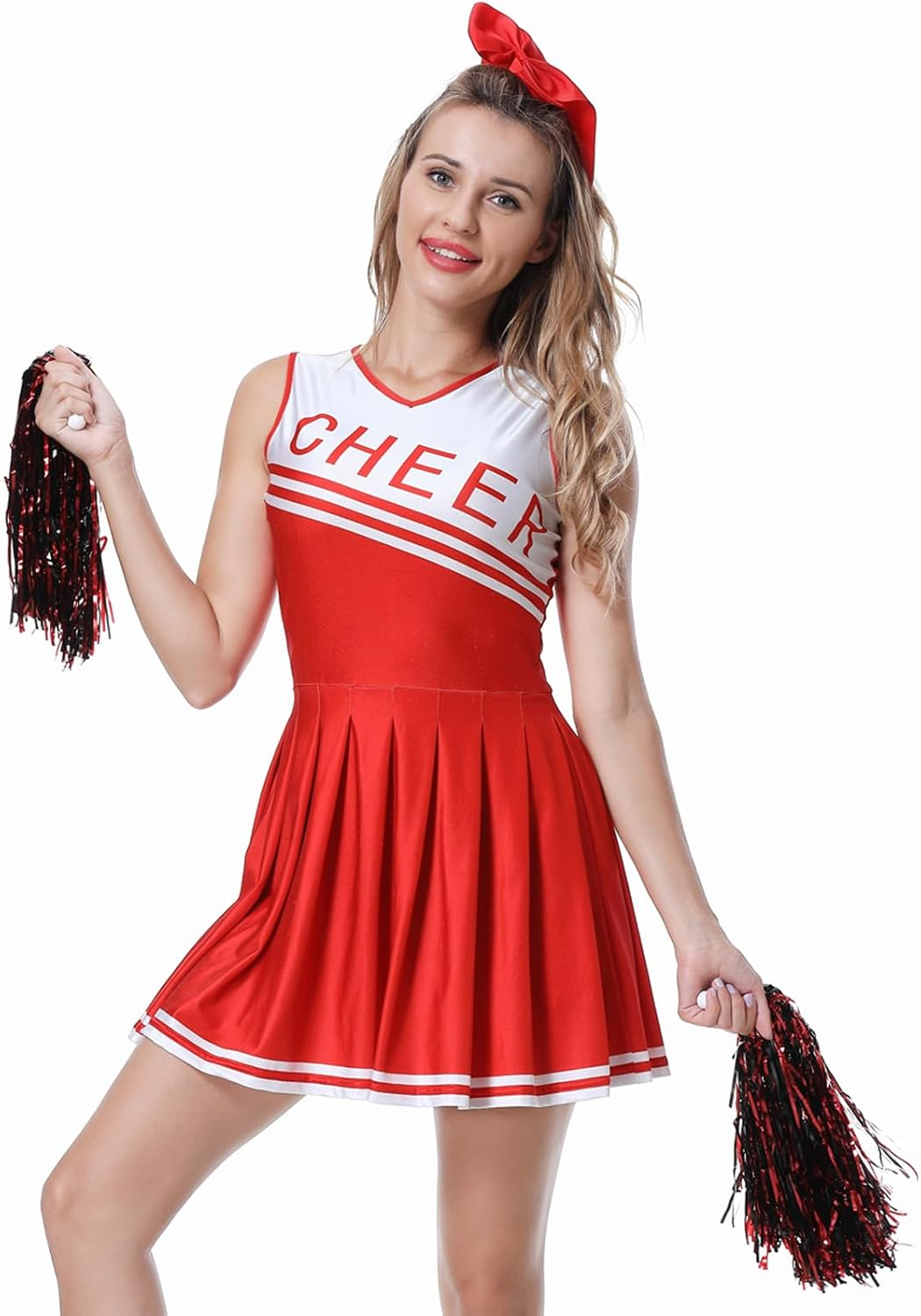 GRAJTCIN Womens Cheerleader Costume High School Girl Halloween Party Complete Cheerleading Outfit