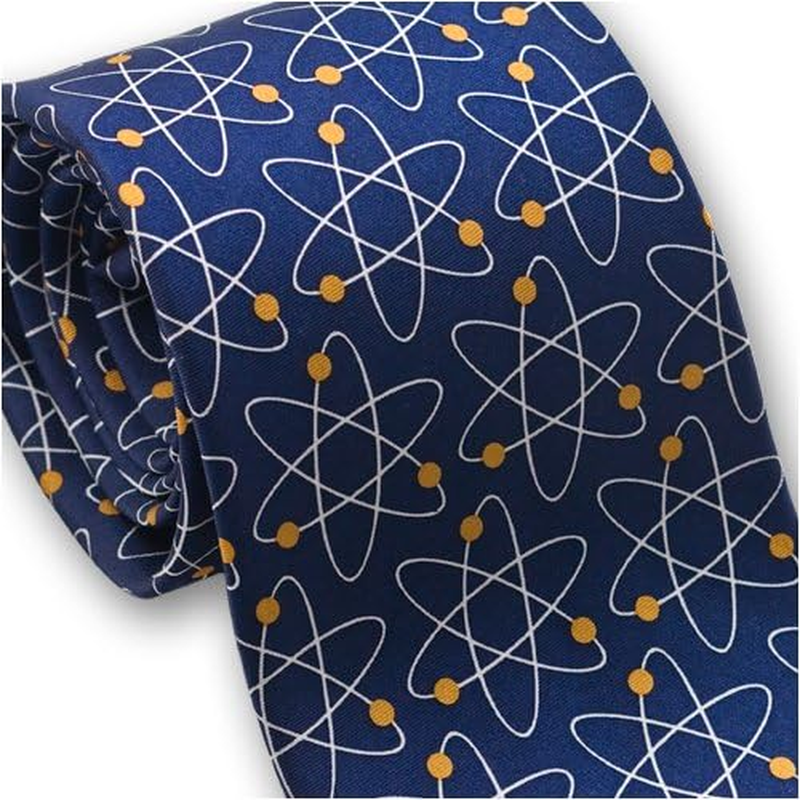 Josh Bach Mens Atom Molecules Silk Necktie Blue Made in USA image number 1