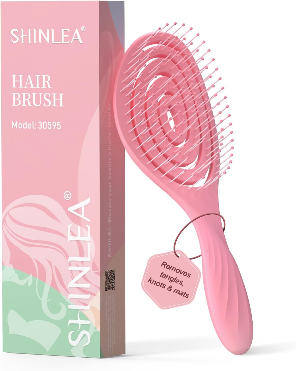 SHINLEA Detangle Hair Brush anti Tangle Hair Brush, Detangling Wet & Dry Hair Brush Spiral Hairbrush for Women, Men, Kids, Glide through Tangles for All Hair Types (Green)