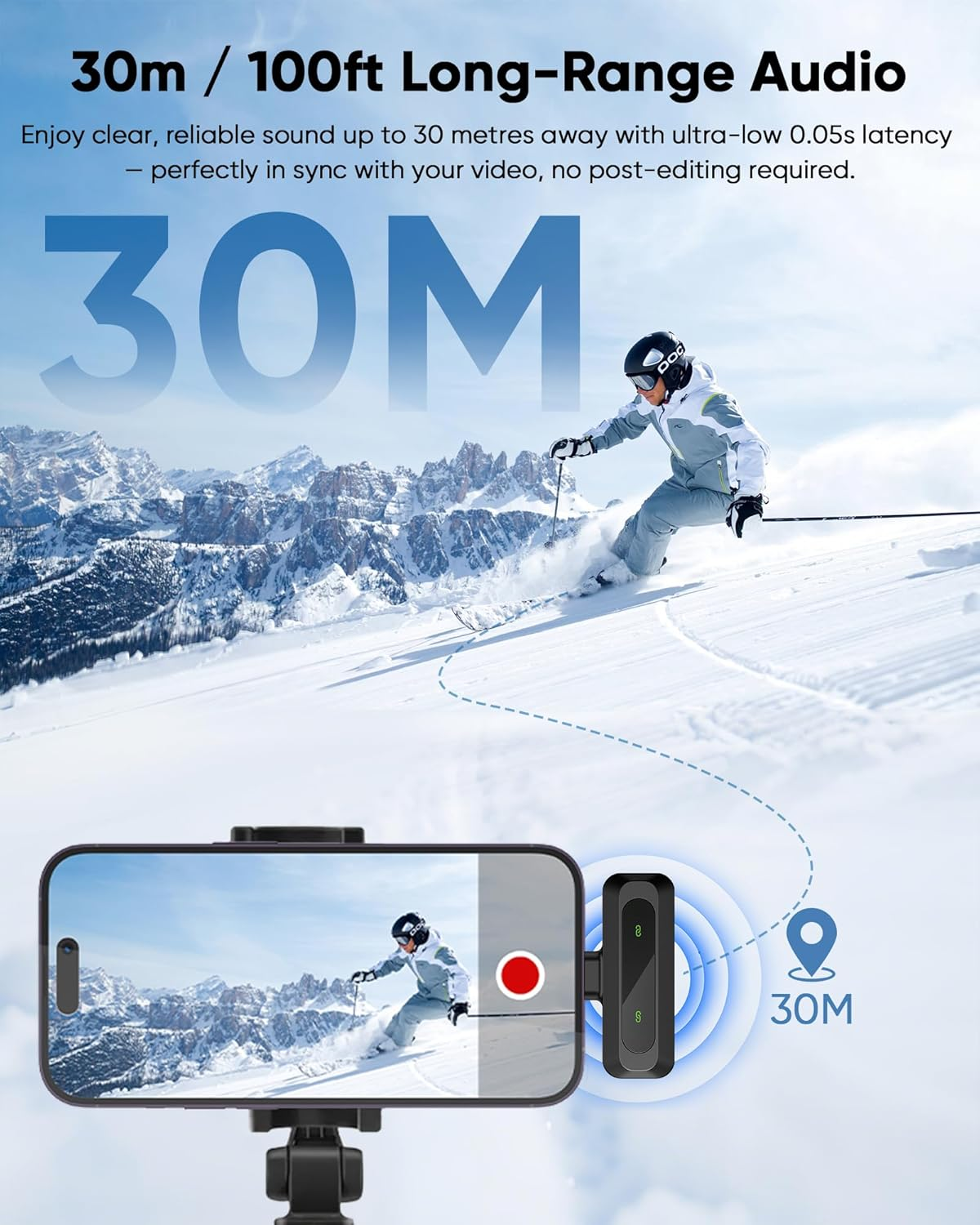 Jubolion Wireless Lavalier Microphone for Iphone Ipad Android, Mini Mic with LED Display Features Noise Reduction, Plug and Play for Video Recording, Tiktok, Youtube (Combo (USB-C RX + Lightning)) image number 6