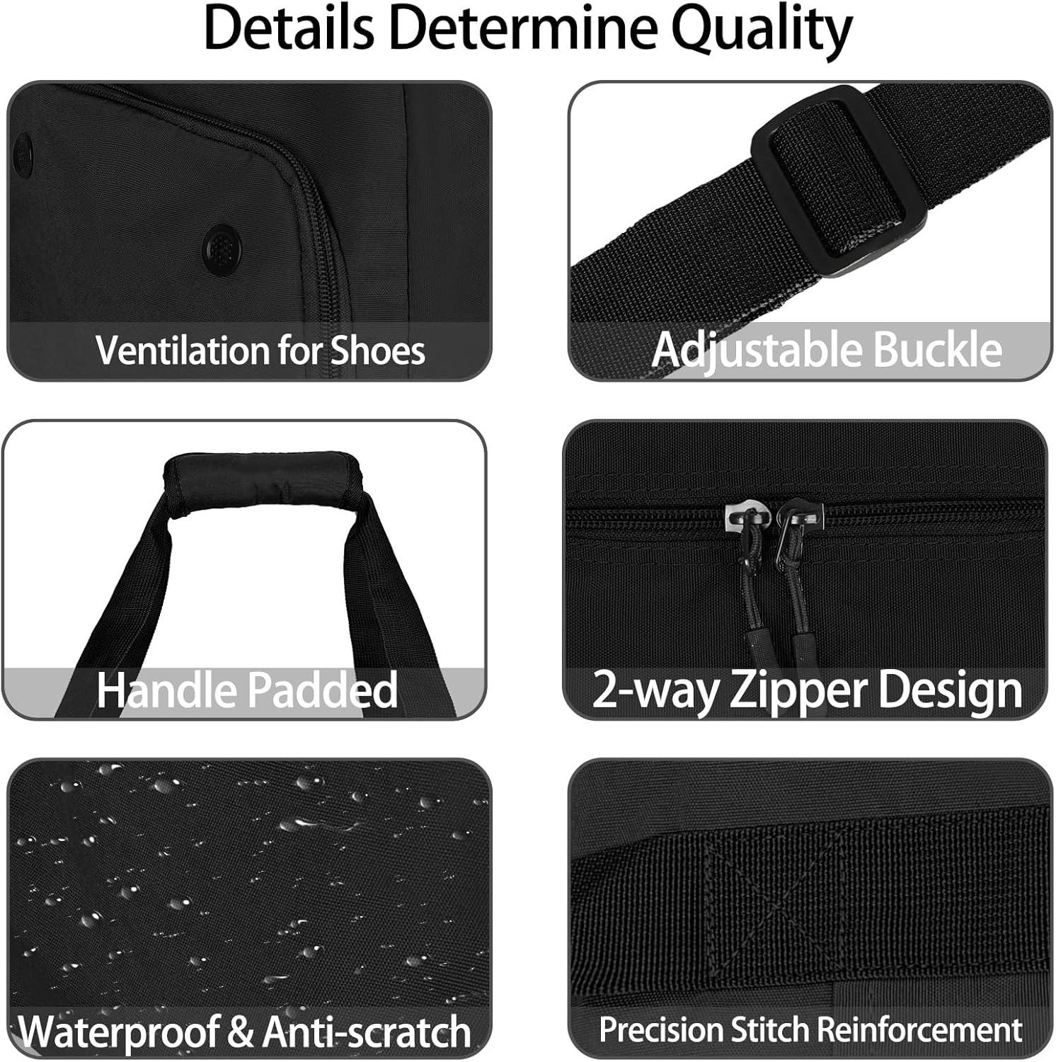 Goloni Cute Duffle Bag for Women, Gym Bag with Shoe Compartment, Lightweight Weekend Travel Duffel Bag,Overnight Bag with Wet Pocket, Black - Black image number 4