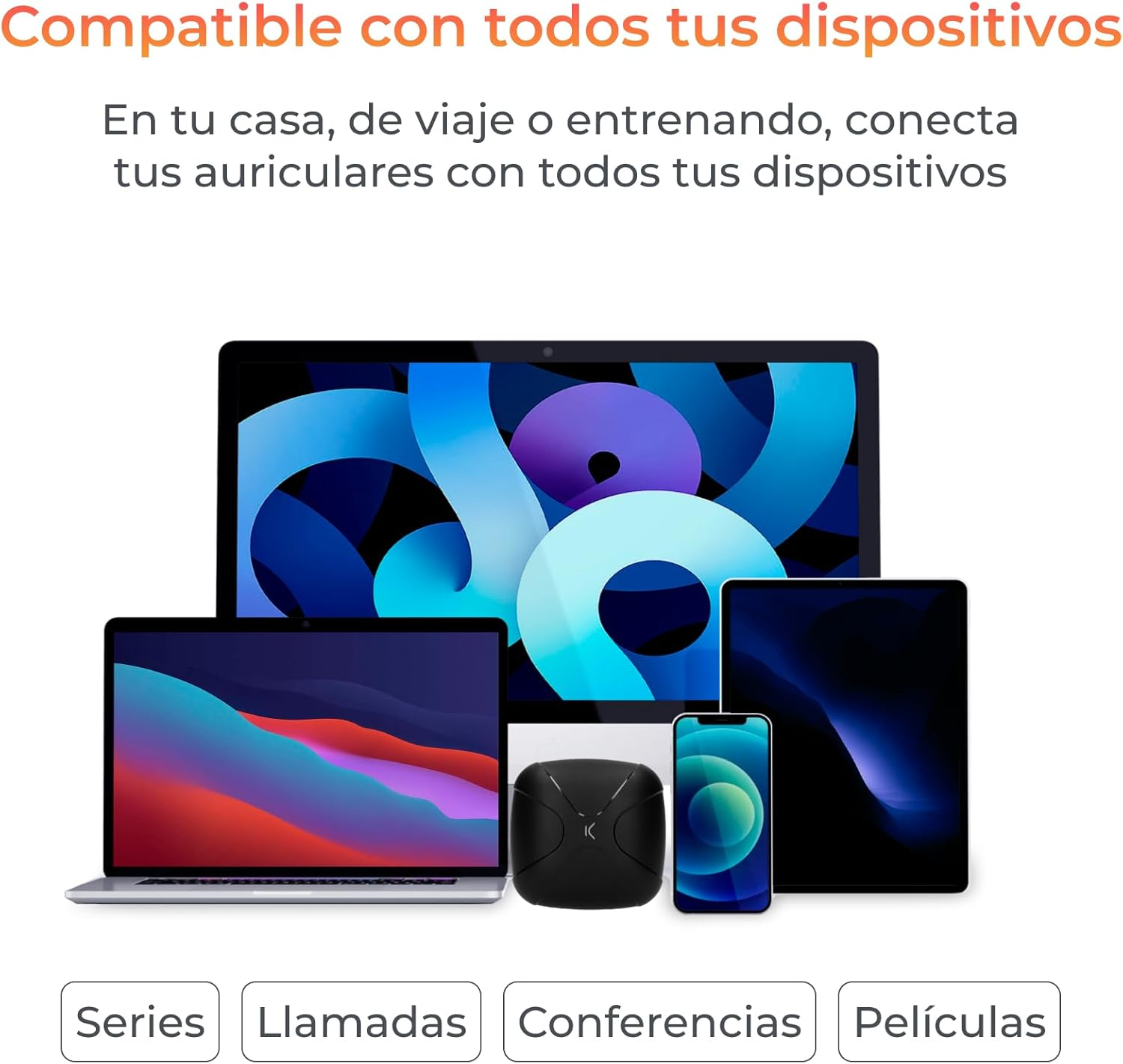 KSIX Sport Buds 2 Wireless Sports Headphones with Bluetooth 5.1 and Microphone, Sweatproof Sports Headphones for Calls, Music, TV and PC image number 2