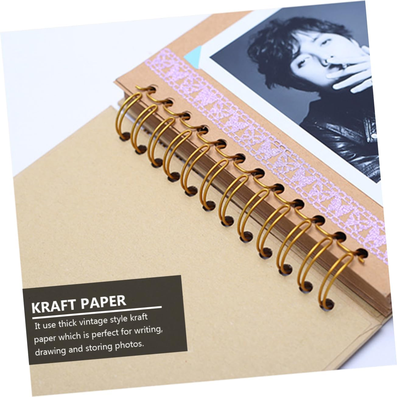 STOBAZA DIY Photo Album Scrapbook with Hard Cover Page Turning Design Retro for Memory Recording for Preserving Photos and Personal Stories image number 3