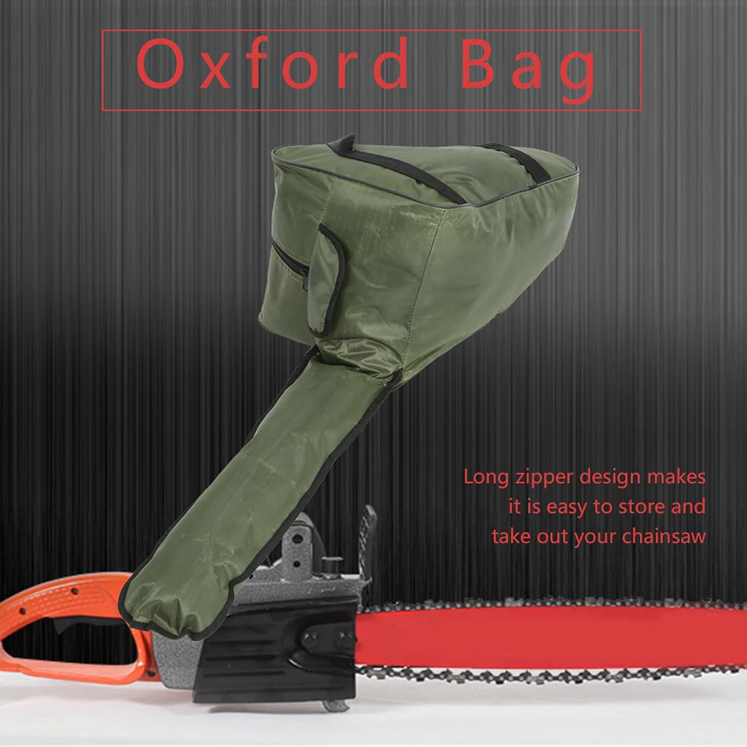 Chainsaw Case, Oxford Cloth Portable Bag Chainsaw Chain Storage Chainsaw Backpack Chain Saw Carrying Bag for Power Tool Accessories Forestry (Army Green) image number 5