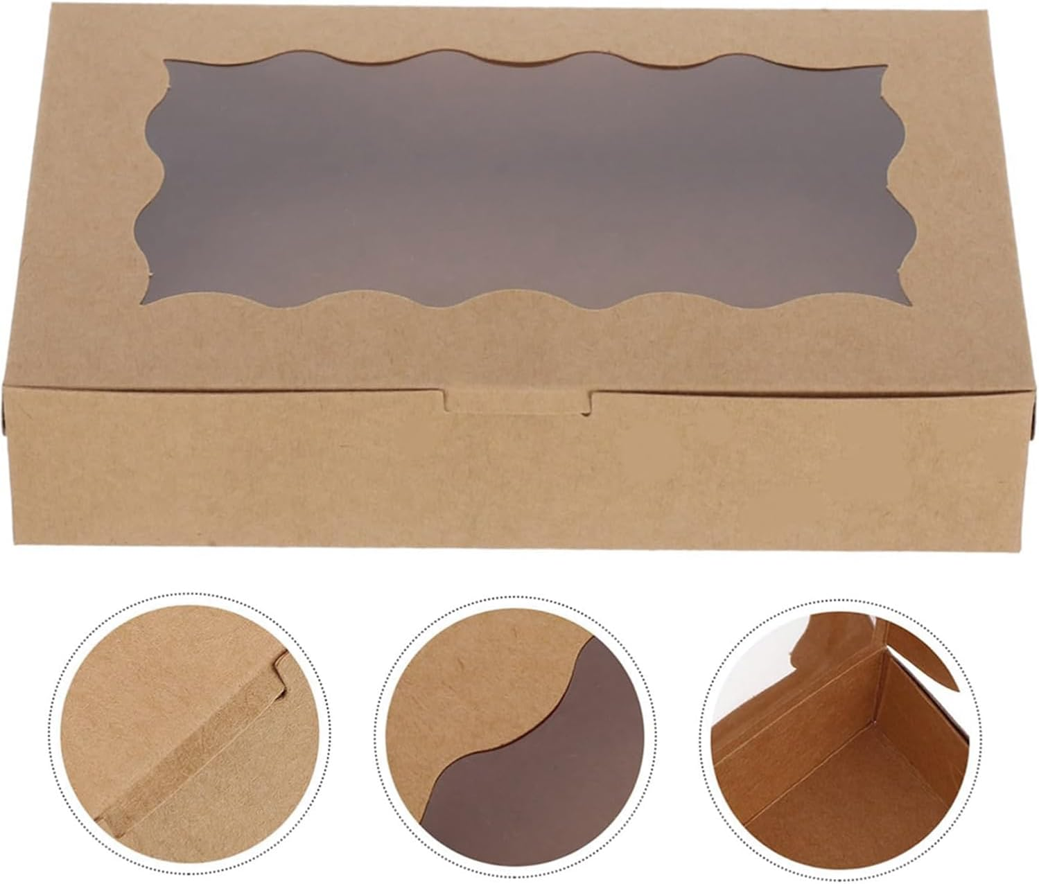 BEANPRECOY 30 Pack Kraft Paper Box with Transparent Windows, 4.3 X 7 X 3.8 Cm, Non-Toxic, Food Grade, Clear Window, Fold-Top, Cake, Pastry, Dessert, Gift Packaging