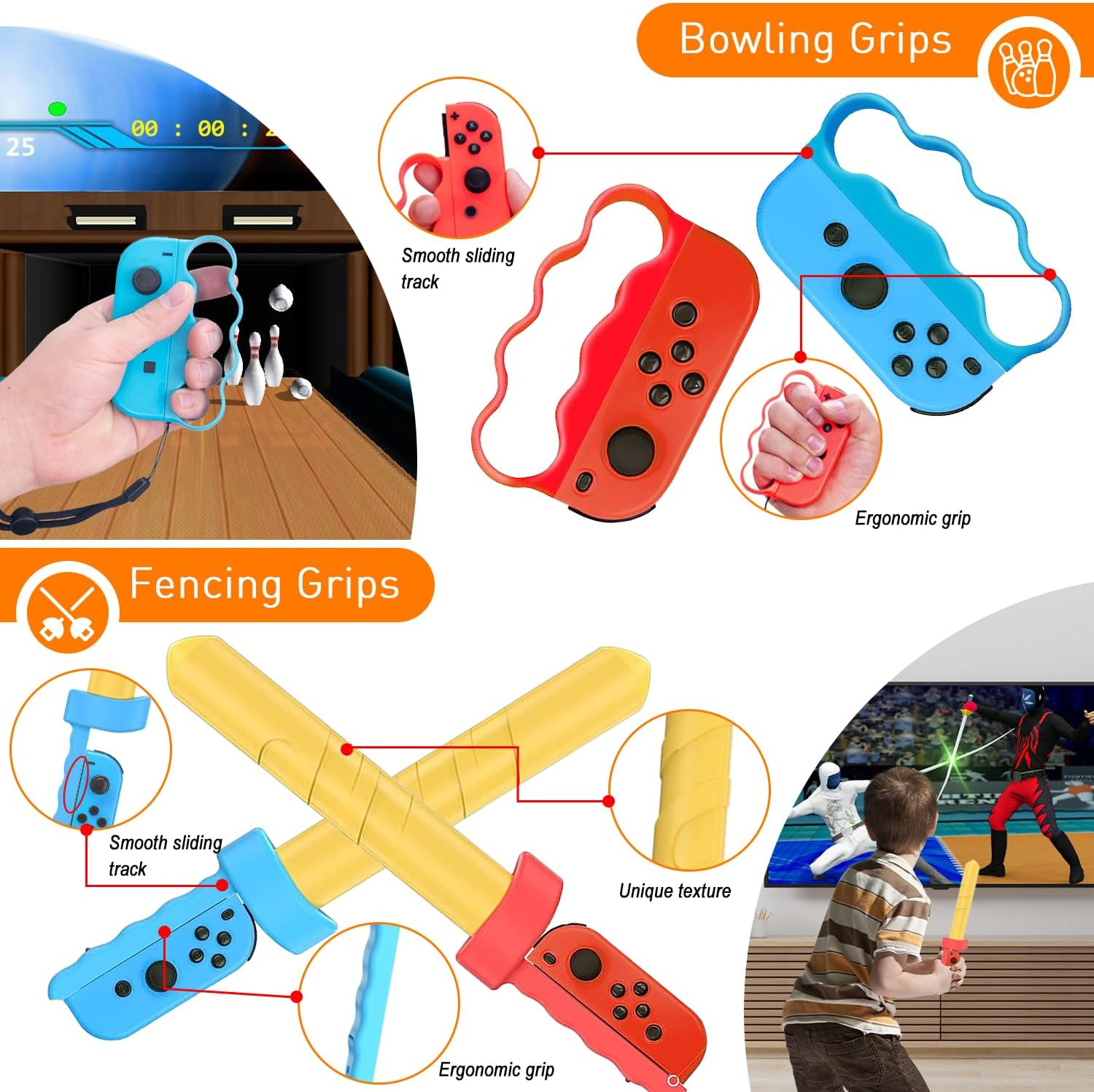 Switch Sports Accessories Bundle, 12 in 1 Switch Sports Accessories Bundle for Nintendo Switch Sports, Family Accessories Kit Compatible with Switch/Switch OLED Sports Games
