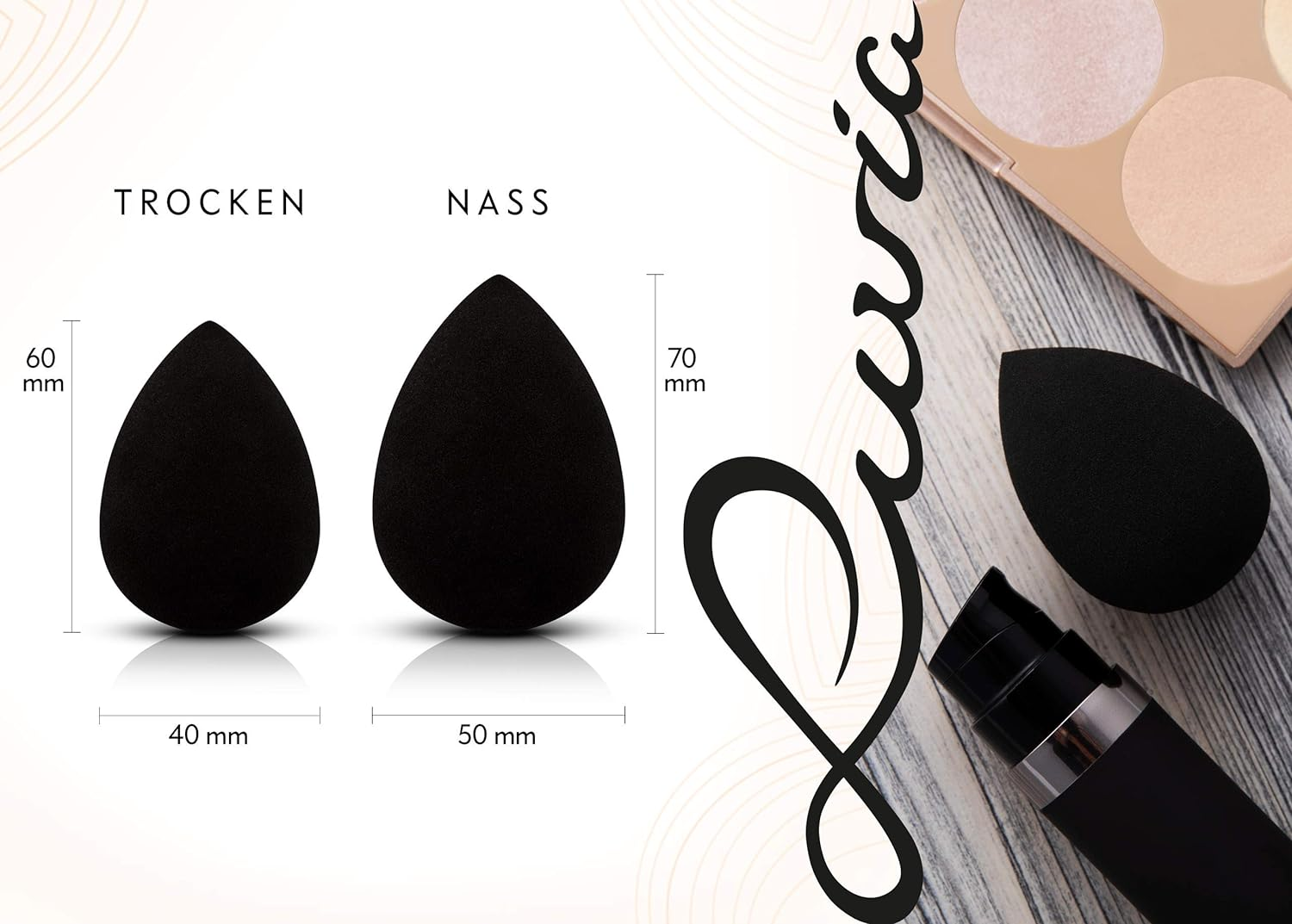 Luvia Beauty Blender Sponge - Make-Up Egg - Extra Soft Blending Sponge - in Timeless Black - Cosmetic Sponge image number 2