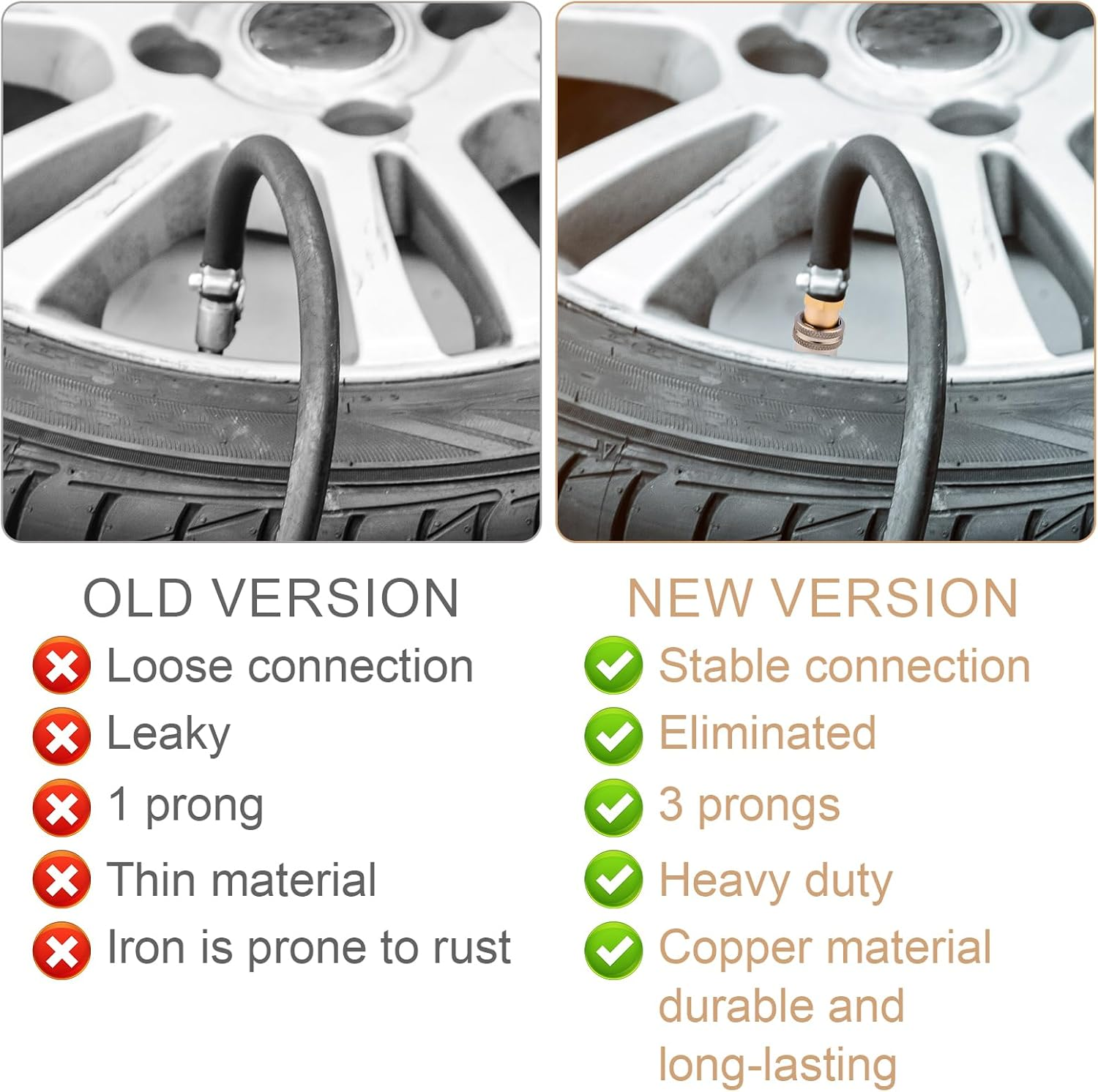 NQEUEPN 2Pcs Lock on Air Chuck, 1/4 FNPT Locking Tire Inflator Chuck anti Leakage Tire Air Chuck Heavy Duty Closed Flow Brass Tire Chuck Tire Inflator Connector for Air Compressor image number 3