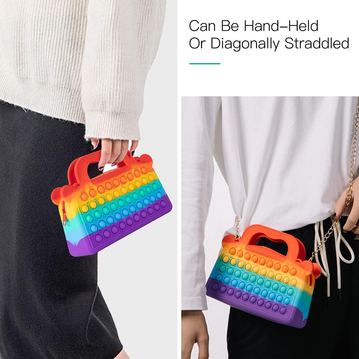 AWINNER Push Bubble Fidget Pop Handbags,Shoulder Bag for Girls and Women Relief Stress Sensory Toy image number 3