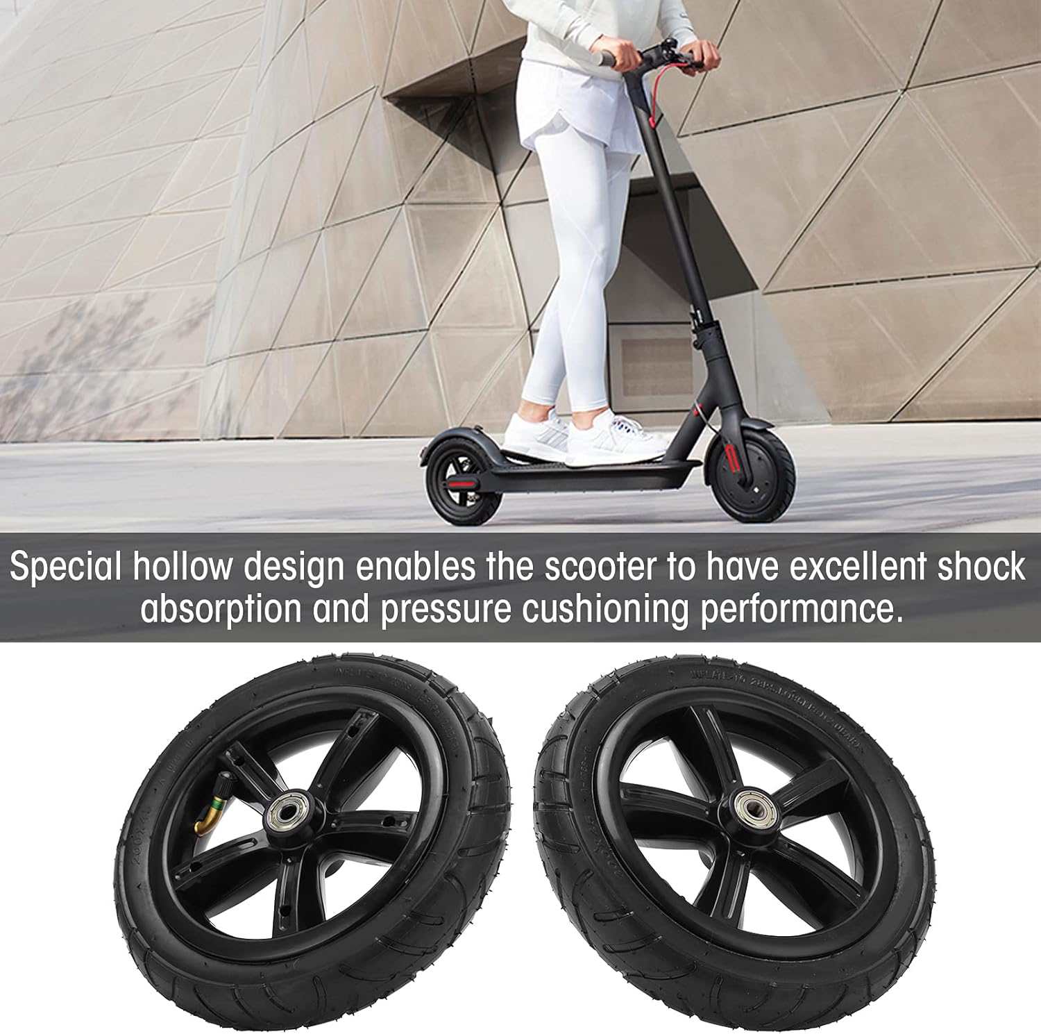 8 Inch Air Wheel with Air Chamber, Replacement Wheel for Electric Scooter, Thick Road Bike Chamber Replacement for Electric Scooter with Hub and Bearings