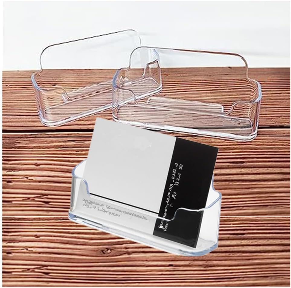 CAASFOOY 12 Pack Clear Plastic Business Card Holder, Business Card Holder Stand, Acrylic Business Card Display for Desk Business Card Stand, Fits 30-40 Business Cards image number 3