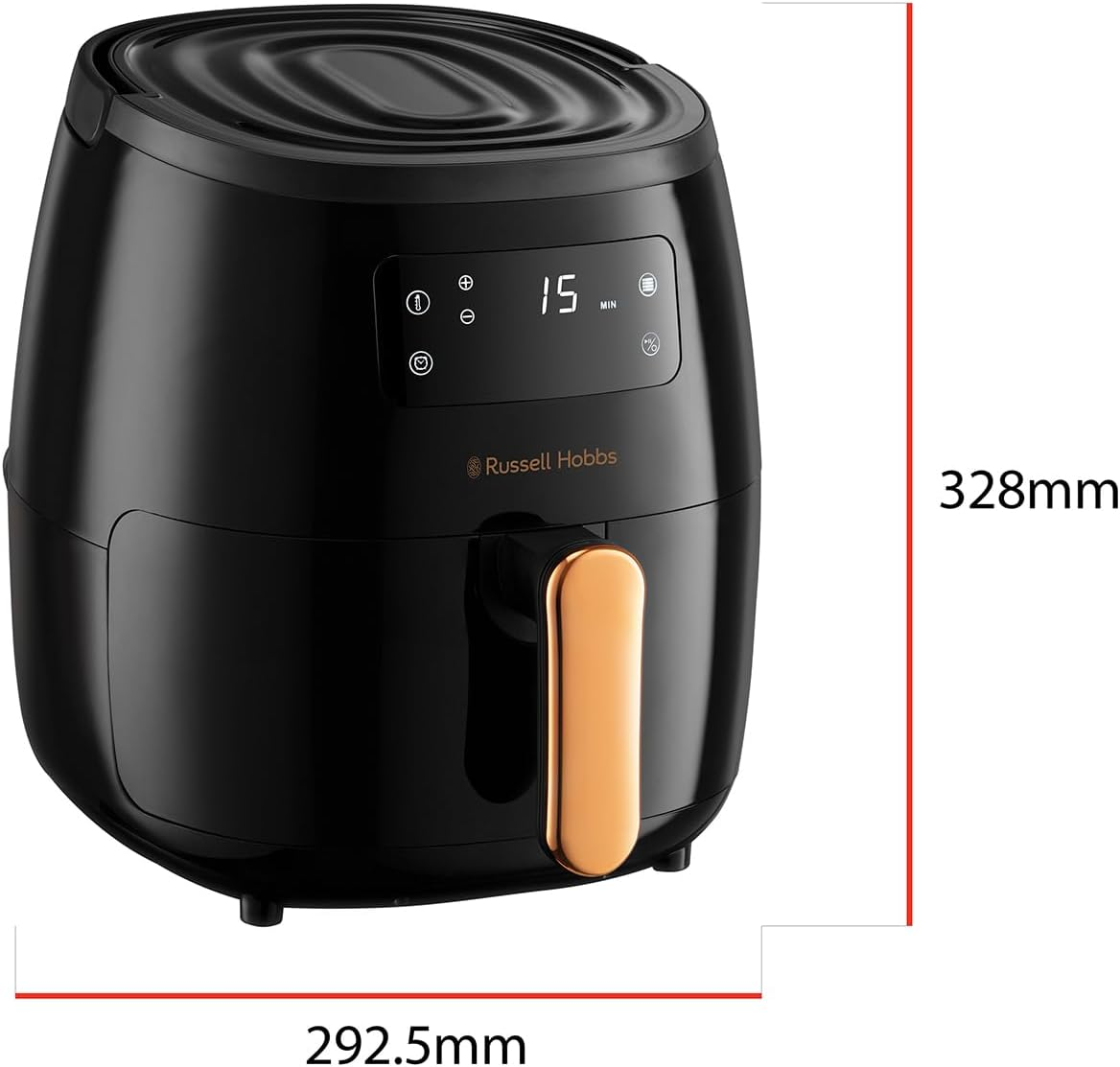 Russell Hobbs Brooklyn Air Fryer, RHAF57, 5.7L, 7 Auto Air Fry Functions, Digital Touch Screen & Display, Removable Crisping Plate, Convenient Carry Handle, Black image number 3