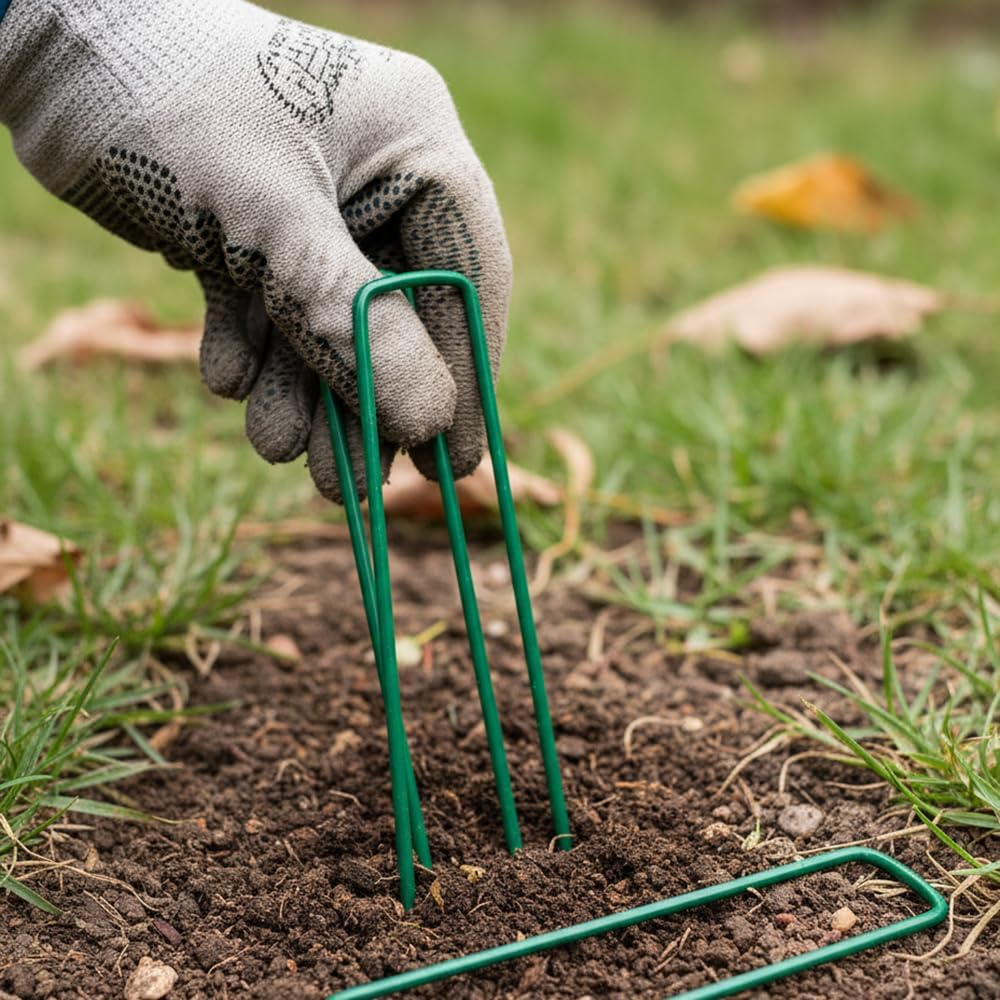 20PCS 6 Inch U-Shaped Steel Garden Stakes and Weed Mat Pins for Landscaping, Ground Staples for Artificial Grass, Lawn Fabric Netting Securing - Damaill
