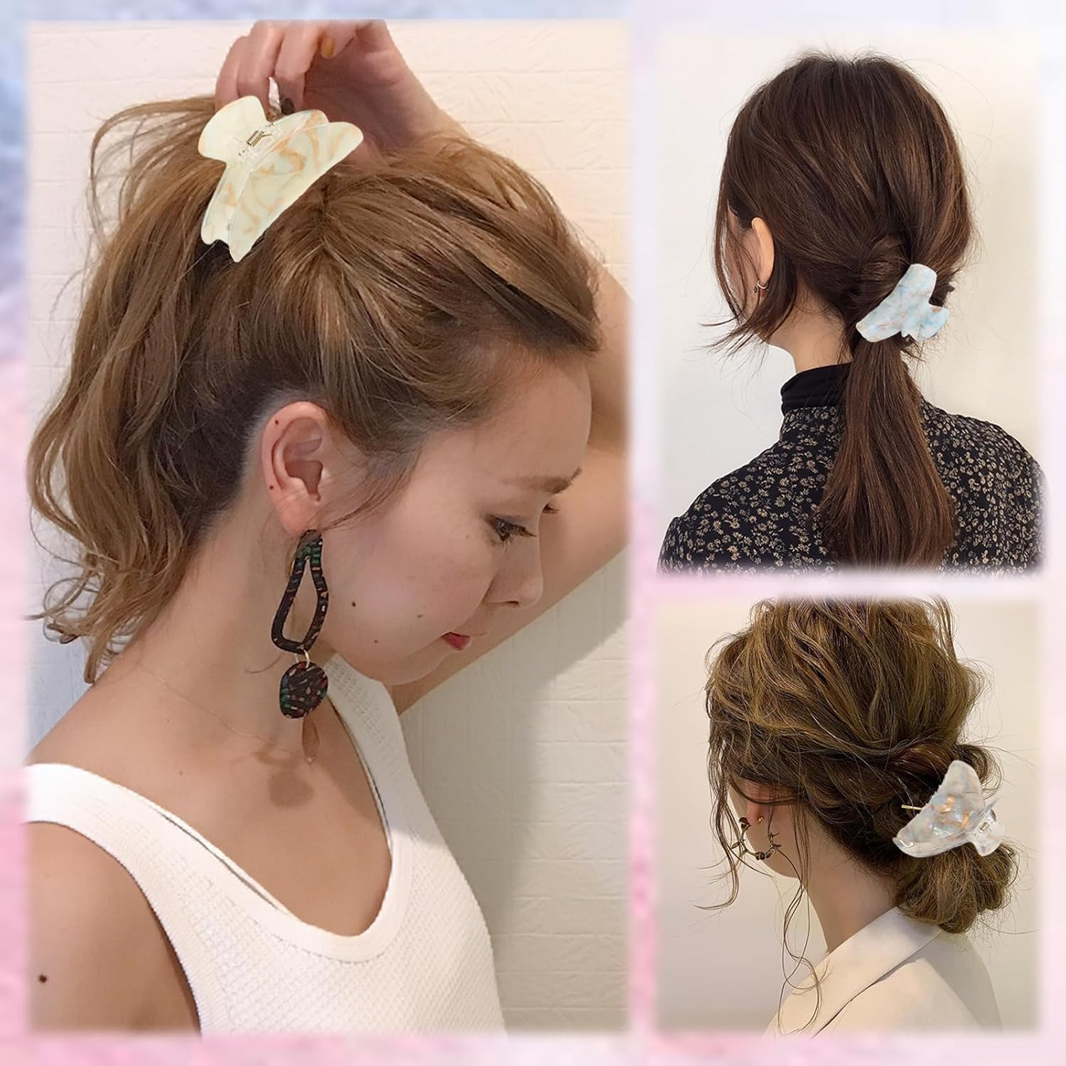 Pack of 4 Claw Clips, Hair Clips, Women & Girls, Trendy Look Hair Clip, Large for Secure Hold, Hair Clips, Thick Hair Accessories for Women and Girls (Many Colours) image number 6