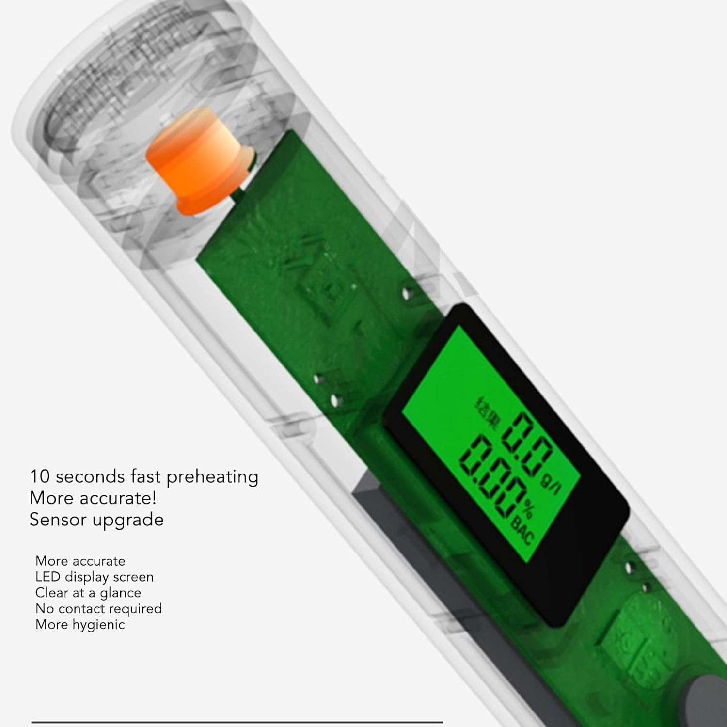 Breathalyzer, Portable Breath Alcohol Tester with Quick Response, Wireless Drunk Analyzer Alcohol Detector for Home (Black) (White) image number 3